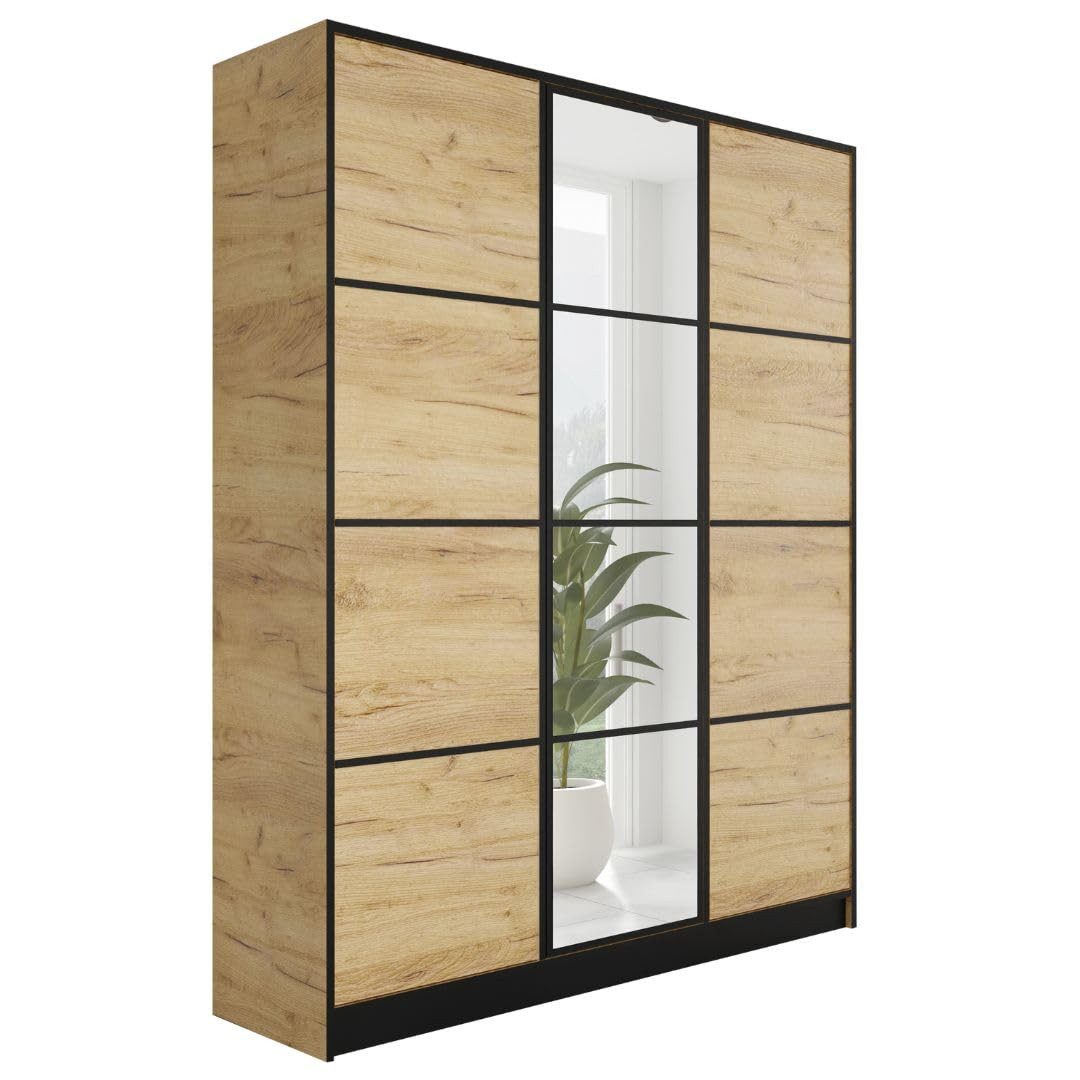 KIER FURNITURE Drehtürenschrank Kleiderschrank EDEN - 156.4 x 205 x 39 cm - Craft Eiche
