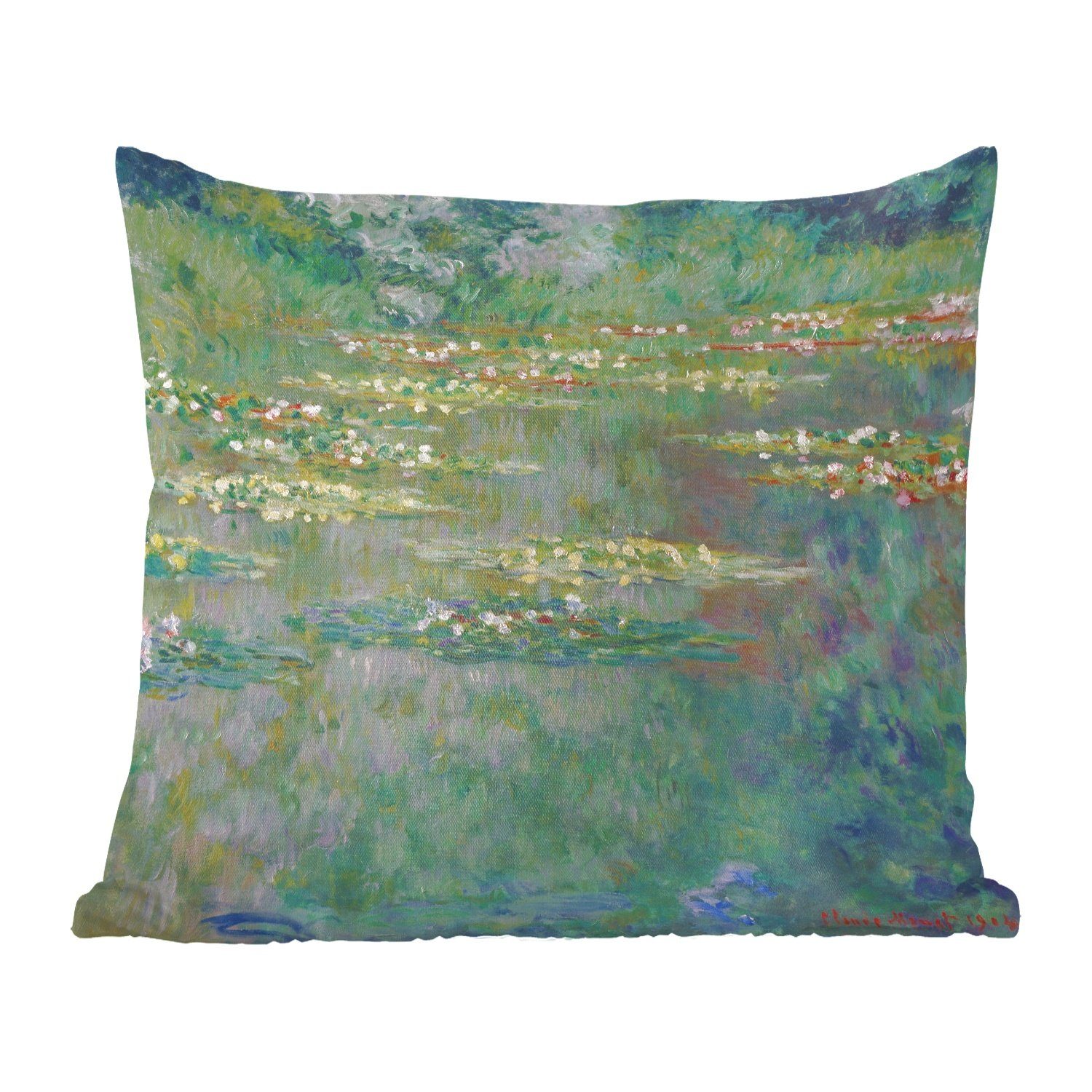 MuchoWow Dekokissen Le Bassin des Nympheas - Gemälde von Claude Monet, Zierkissen mit Füllung für Wohzimmer, Schlafzimmer, Deko, Sofakissen | Dekokissen