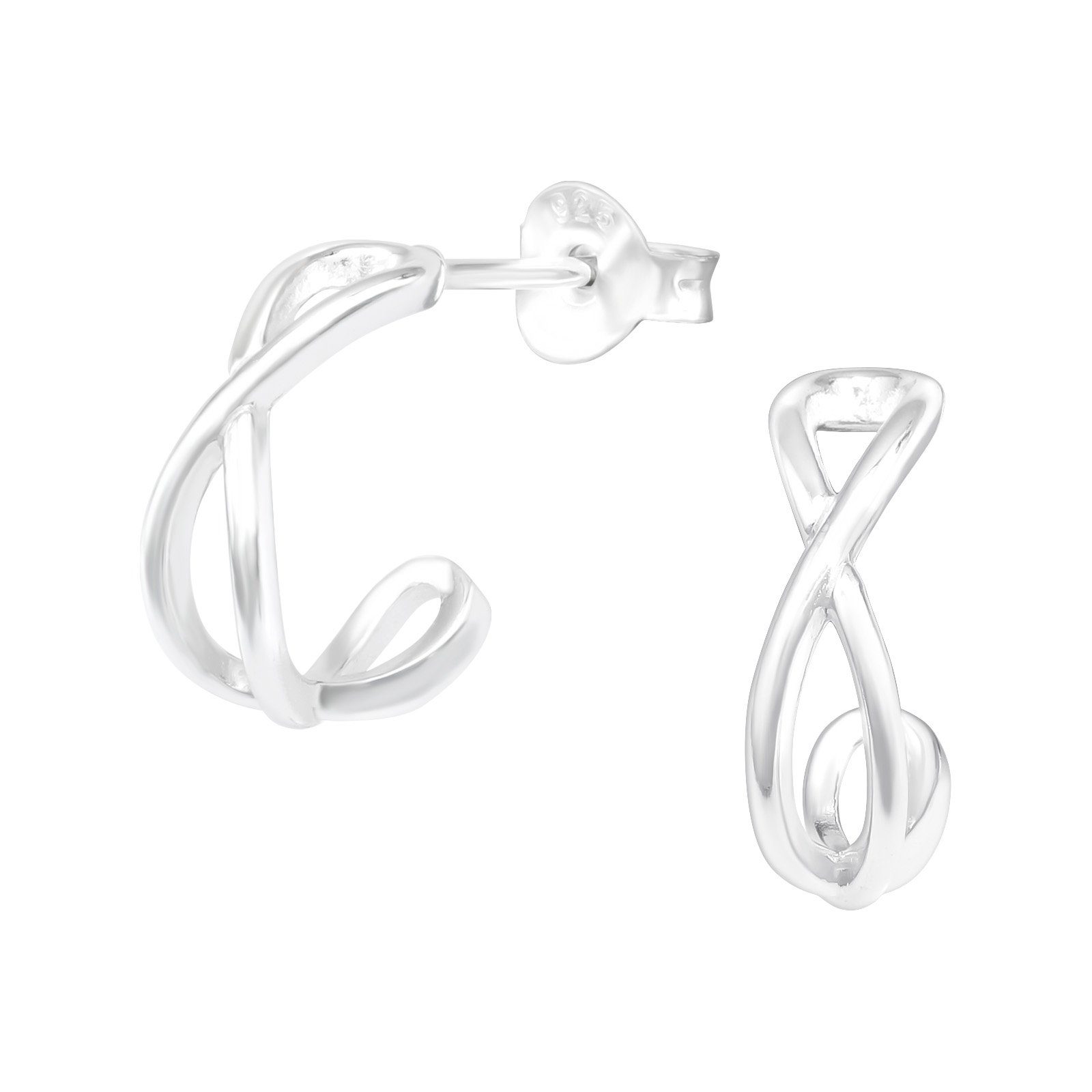 Creolen-Set Halbreolen Infinity aus 925 Silber Damen