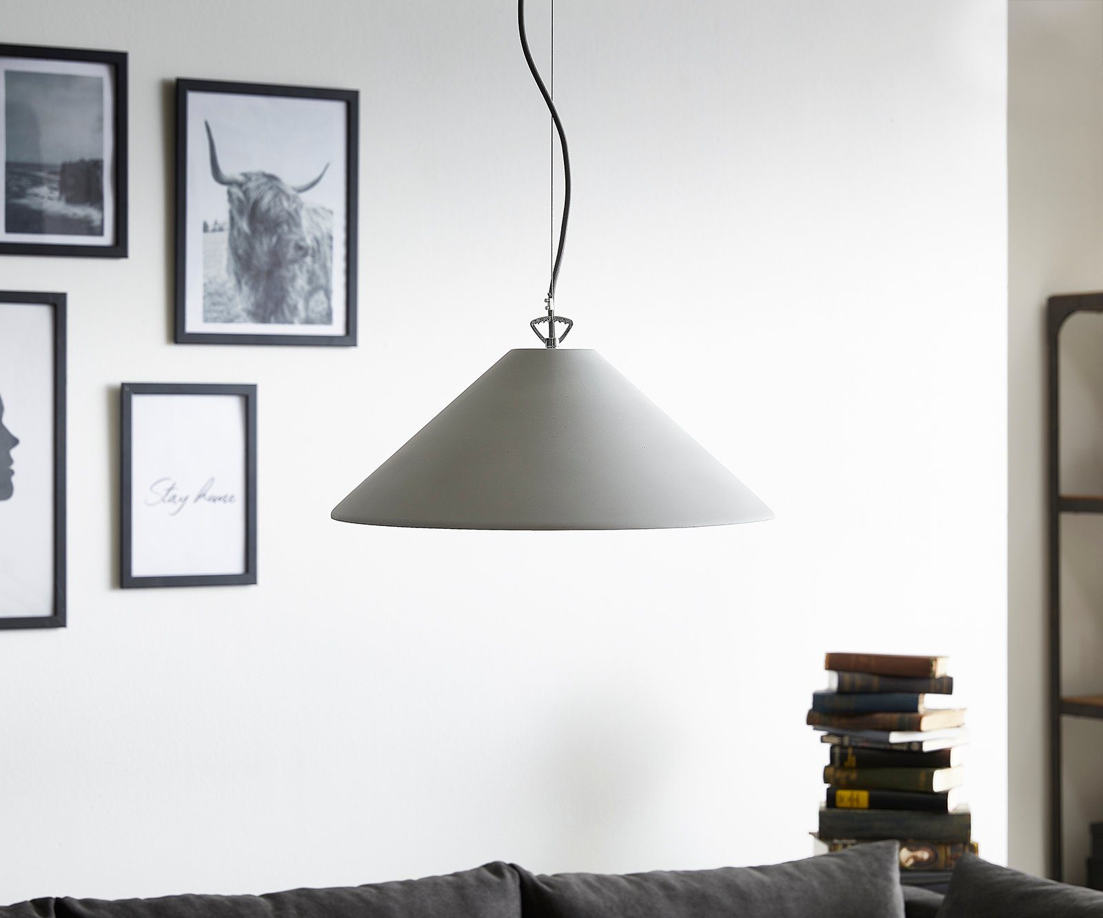 DELIFE Hängeleuchte Fatua, Beton 40 cm 60 W Pendelleuchte