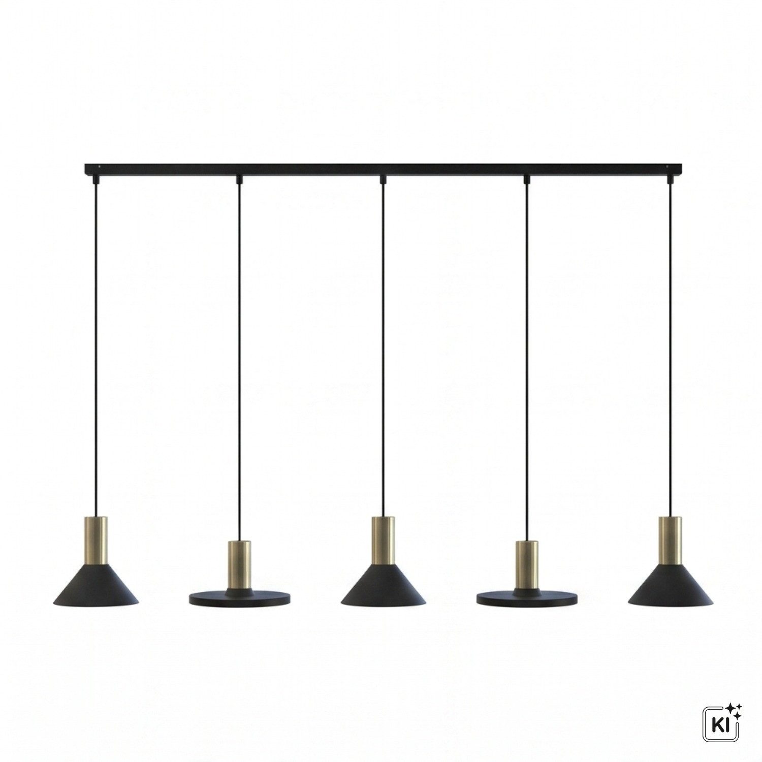 Licht-Erlebnisse Pendelleuchte EILWEN, ohne Leuchtmittel, Metall Metall GU10 H: max. 130 cm in Schwarz Messing 5-flammig