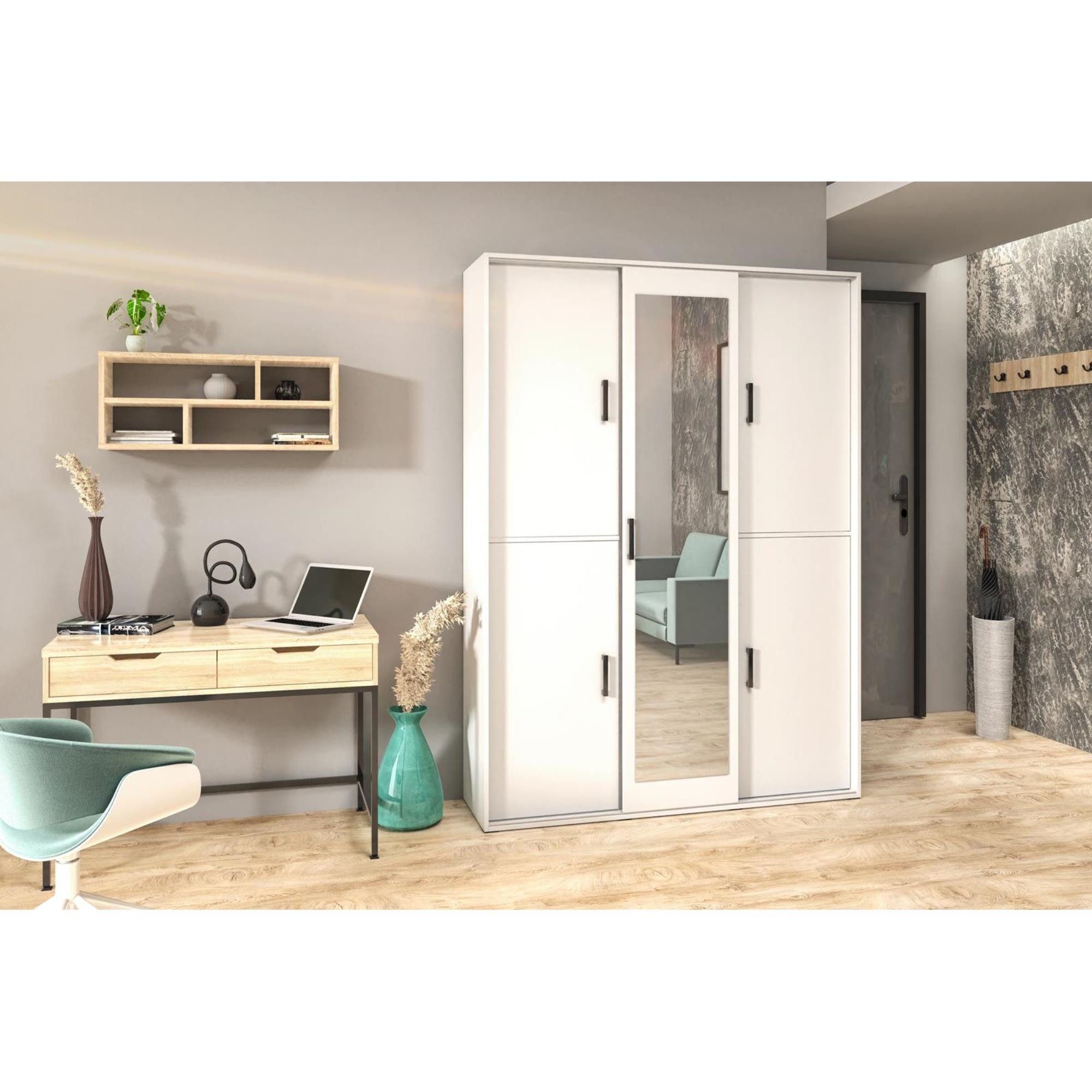 Beautysofa Garderobenschrank mit Spiegel LANO (modern / loft Stil) Kleiders günstig online kaufen