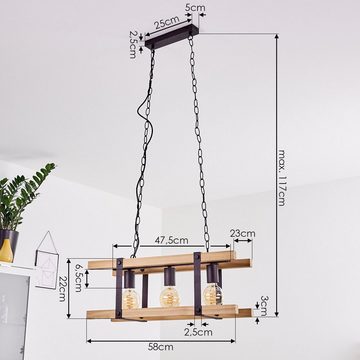 hofstein Pendelleuchte »Crede« Pendellampe aus Metall rostfarben und hellen Holz, ohne Leuchtmittel, Industrial/Vintage Look Hängelampe, Höhe max. 117cm, 3xE27