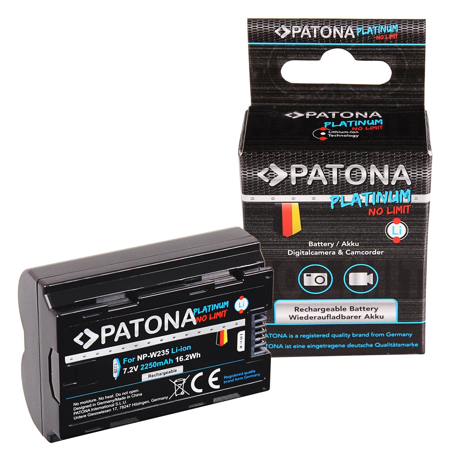 XT4 Platinum Patona die XT-4 mAh Kamera-Akku für NP-W235 Fujifilm Akku / 2250
