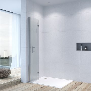 AQUALAVOS Duschwand Duschabtrennung Falttür Glas Duschwand Walk in Dusche Drehfalttür, aus klar 6mm Einscheiben-Sicherheitsglas inkl. Nanobeschichtung, 180° klappbar, Hebe-Senk-Funktion, links und rechts montierbar
