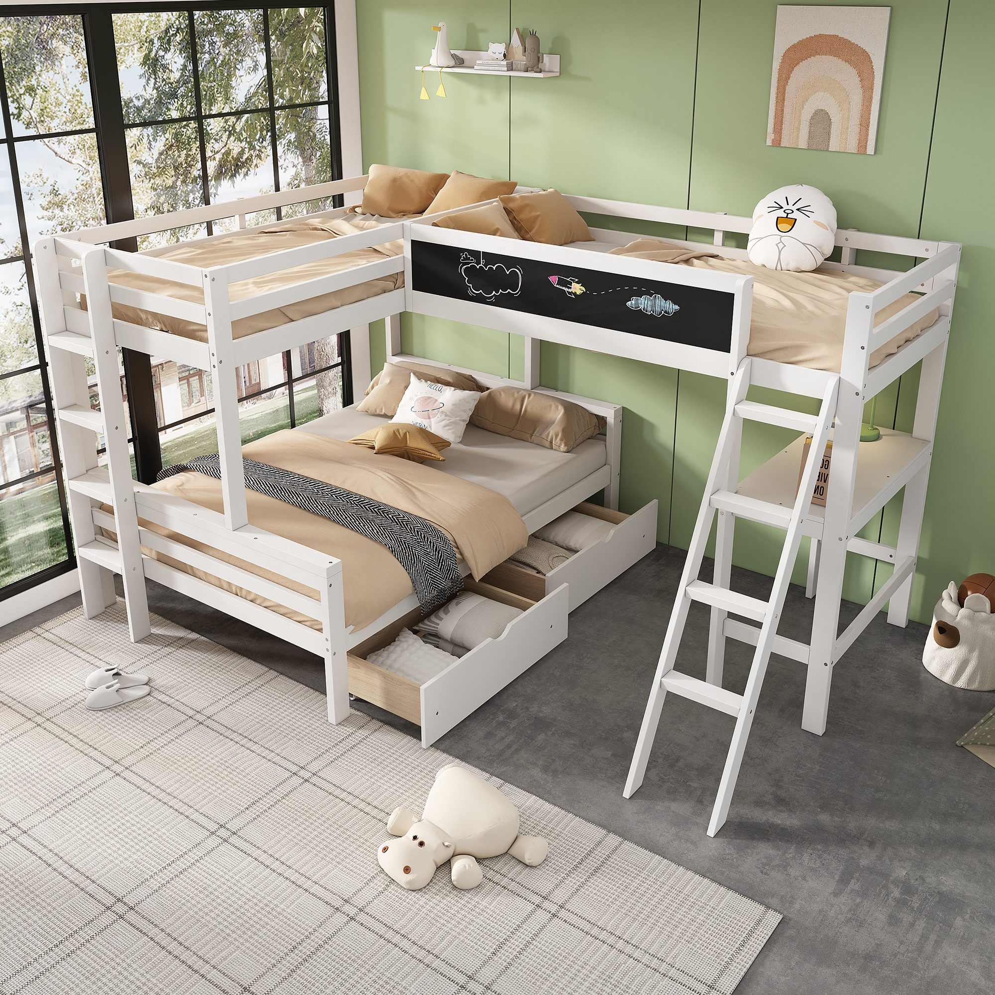 OKWISH Hochbett aus Kiefernholz (Kinderhochbett, Etagenbett, günstig online kaufen