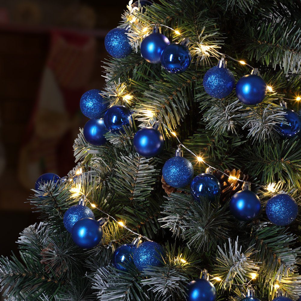 Weihnachtskugeln 2 40 Casaria Blau m Lichterkette Außen 8 Lichterkette, Batterie Innen LED