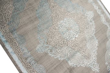 Teppich Designer Teppich Orient in Grau Silber Türkis, TeppichHome24, rechteckig
