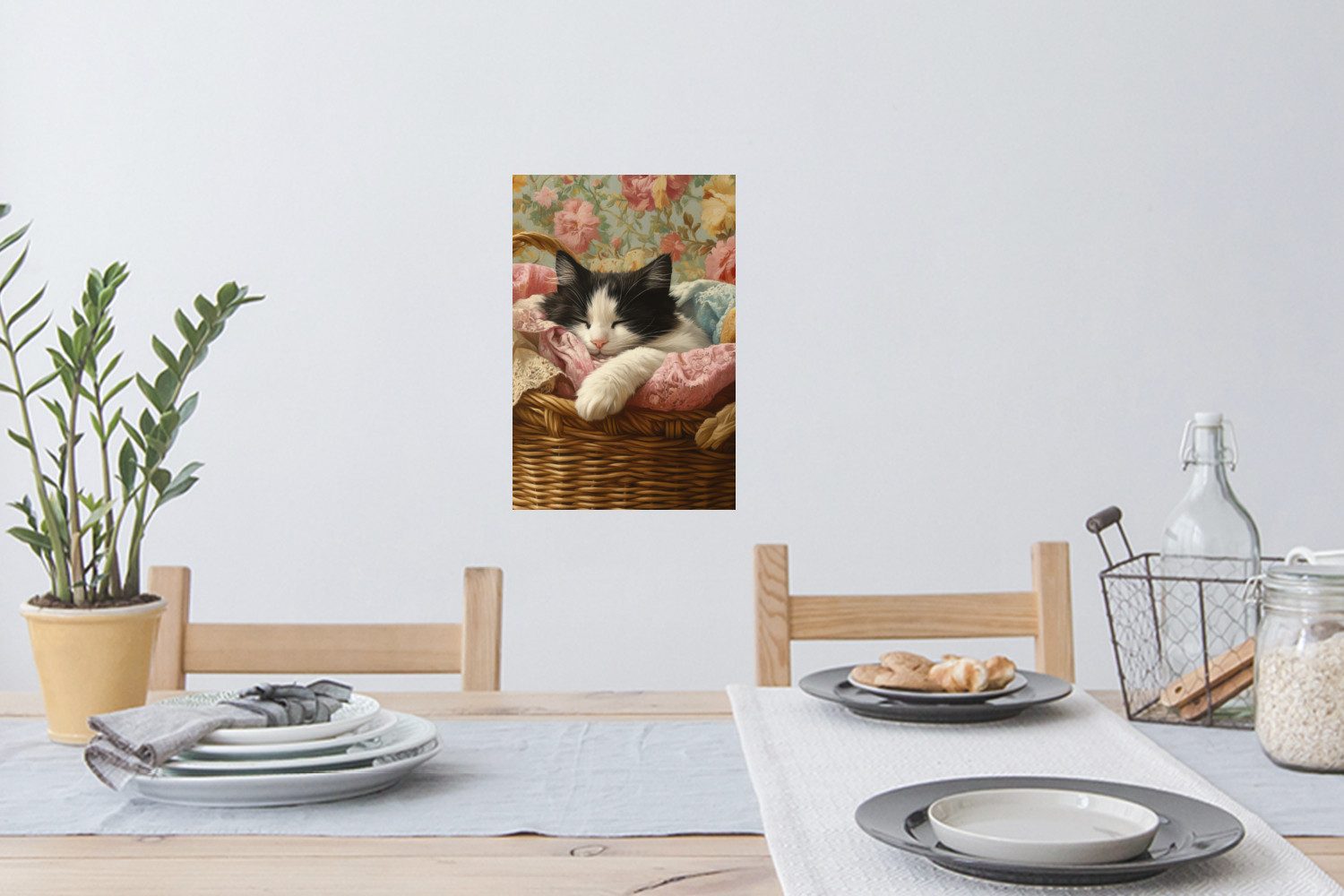 MuchoWow Wandsticker Katze - Blumendruck - günstig online kaufen