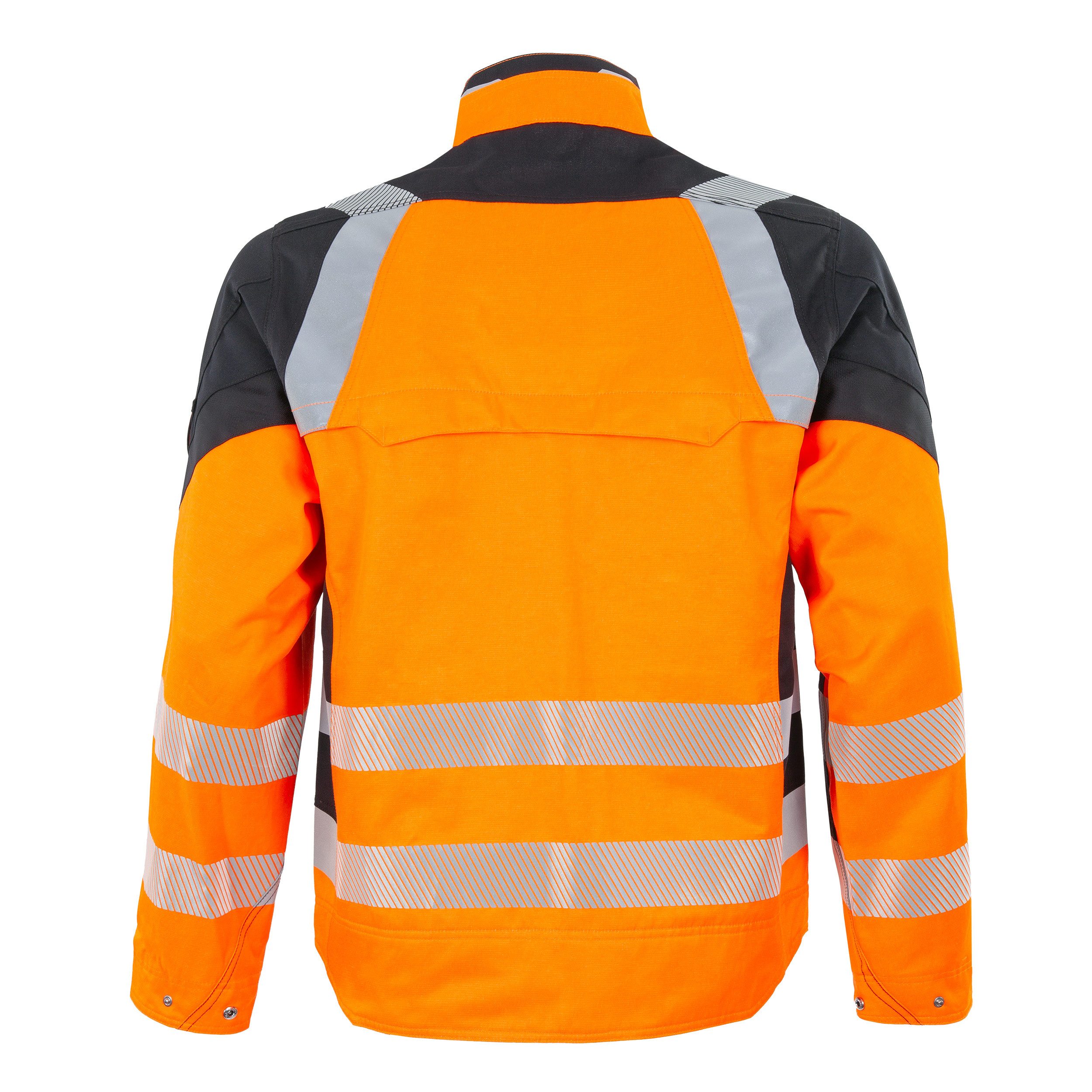 Qualitex Workwear Arbeitsjacke ungefütterte Warnschutz-Bundjacke (PSA Kat 2) aus Lyocell & Cordura (1-St) moderne, strapazierfähige Werkstattjacke mit 7 Taschen - Atmungsaktiv