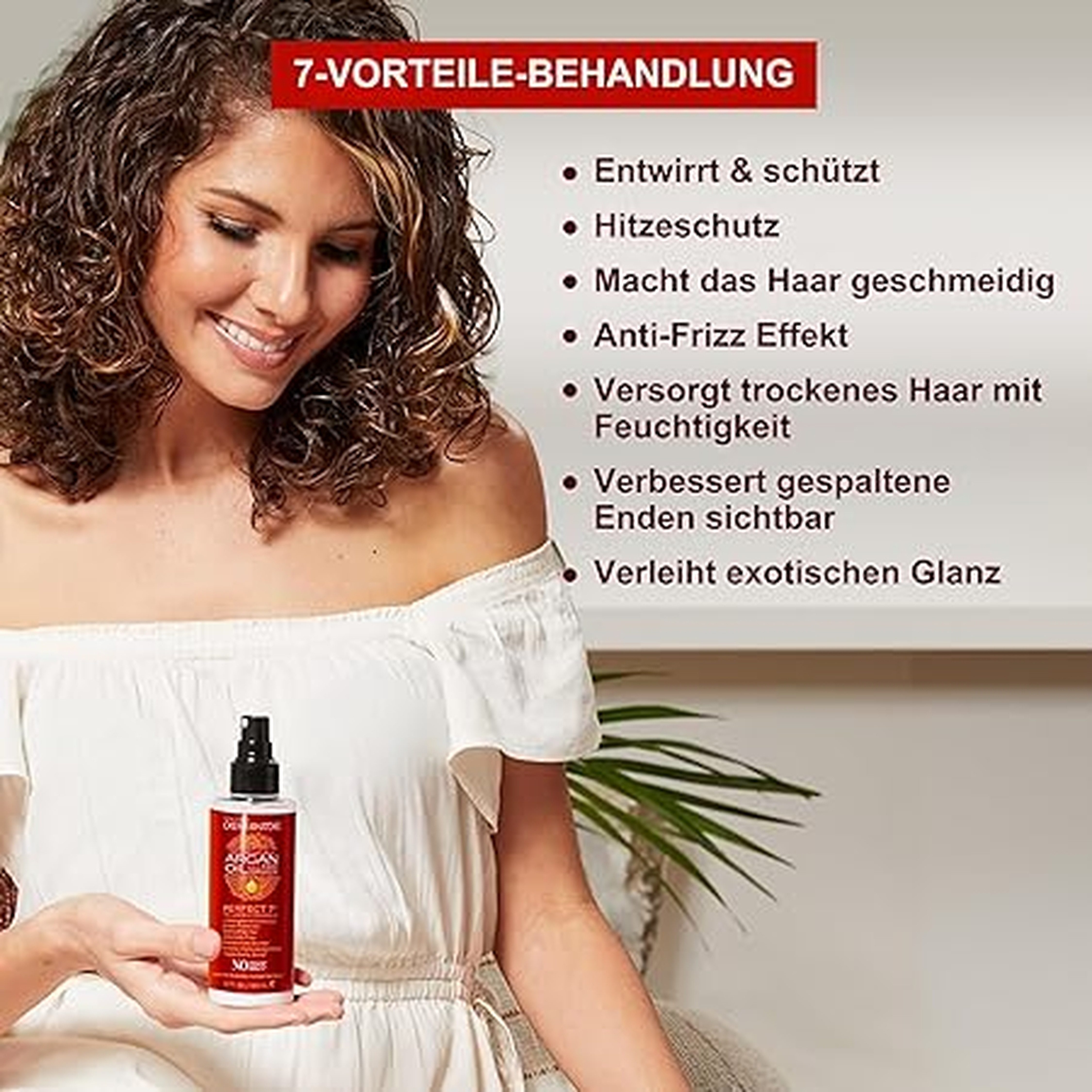 Creme Of Nature Haarspray CON Argan Oil Perfect 7-1 Treatment, Packung, Hitzeschutz beim Föhnen und Styling, für alle Haartypen geeignet