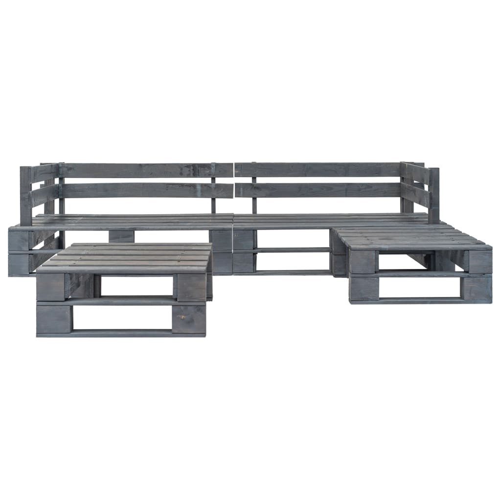 vidaXL Gartenlounge-Set, 4-tlg. Garten-Sofagarnitur aus Paletten Holz Grau