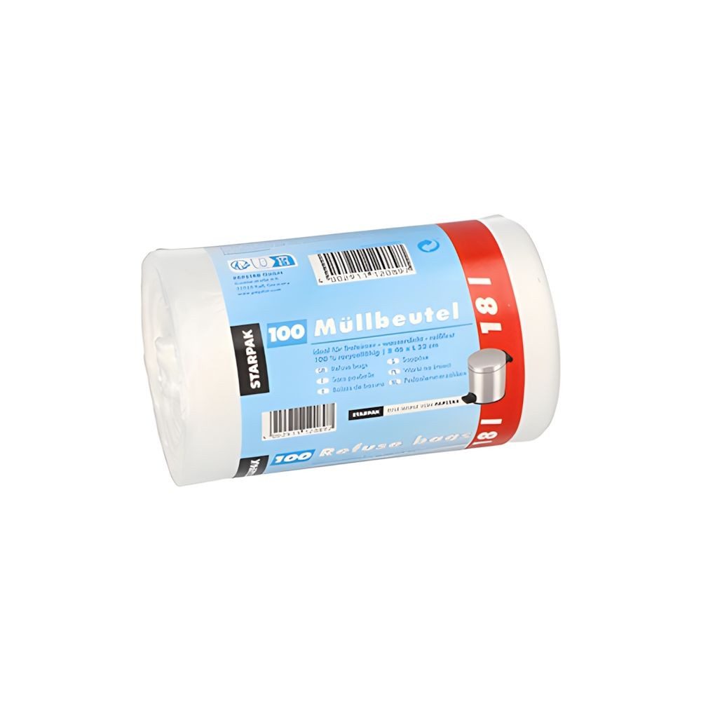 PAPSTAR Müllbeutel Müllbeutel, HDPE 18 l 52 cm x 46 cm weiss 9 my 100 Stk