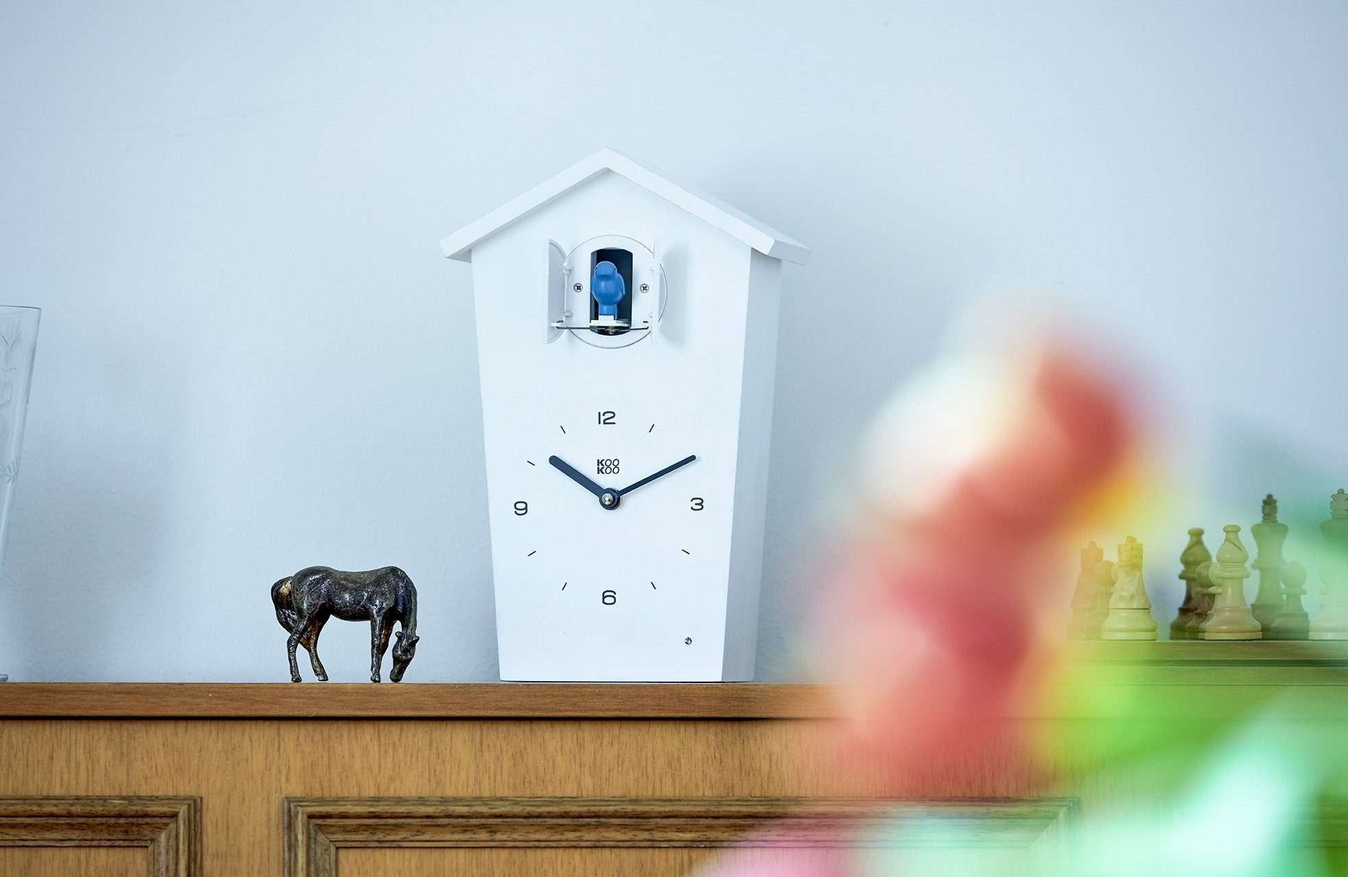 KOOKOO Pendelwanduhr Weiß BirdHouse