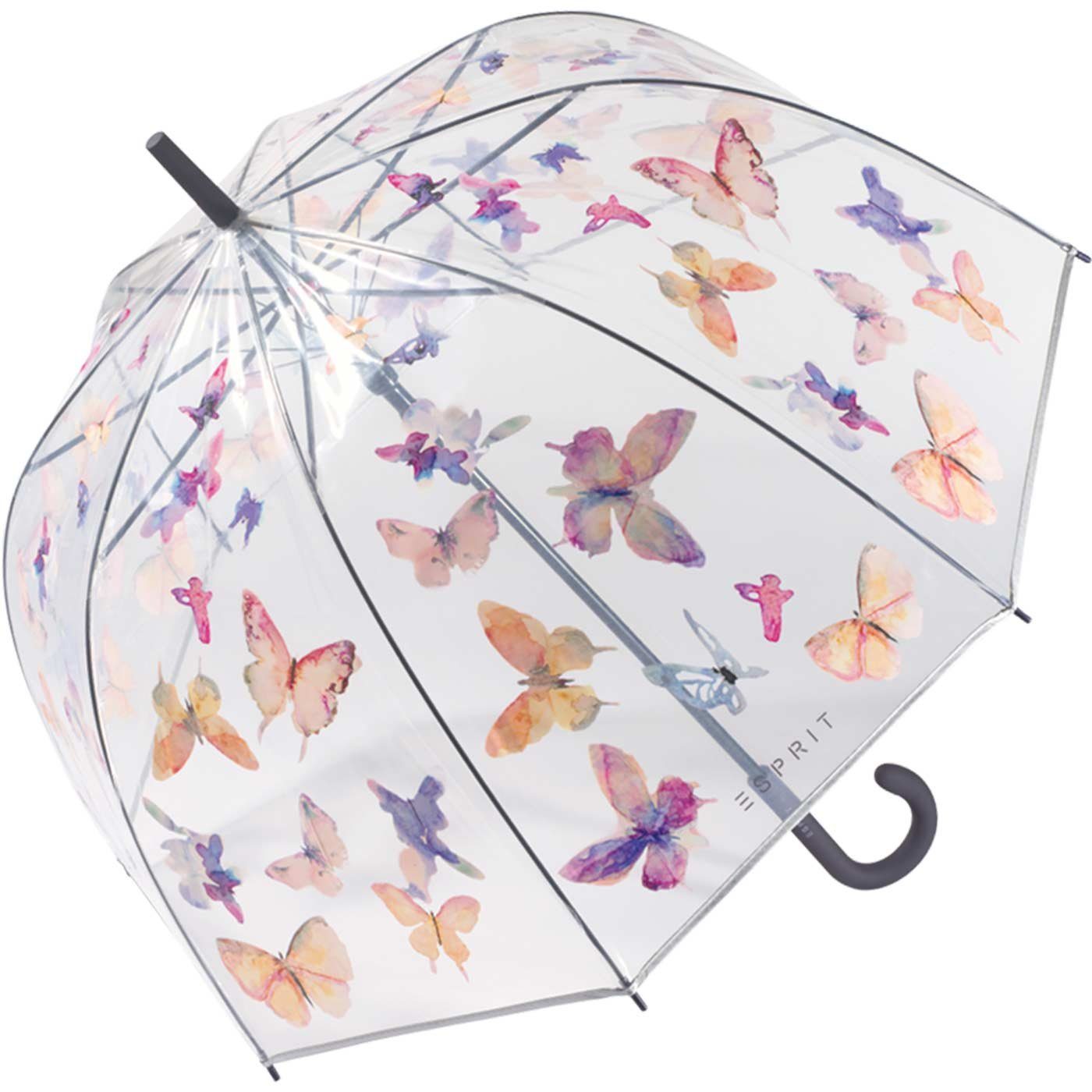 Dance, transparent Glockenschirm mit Langregenschirm Automatik Esprit Butterfly durchsichtig