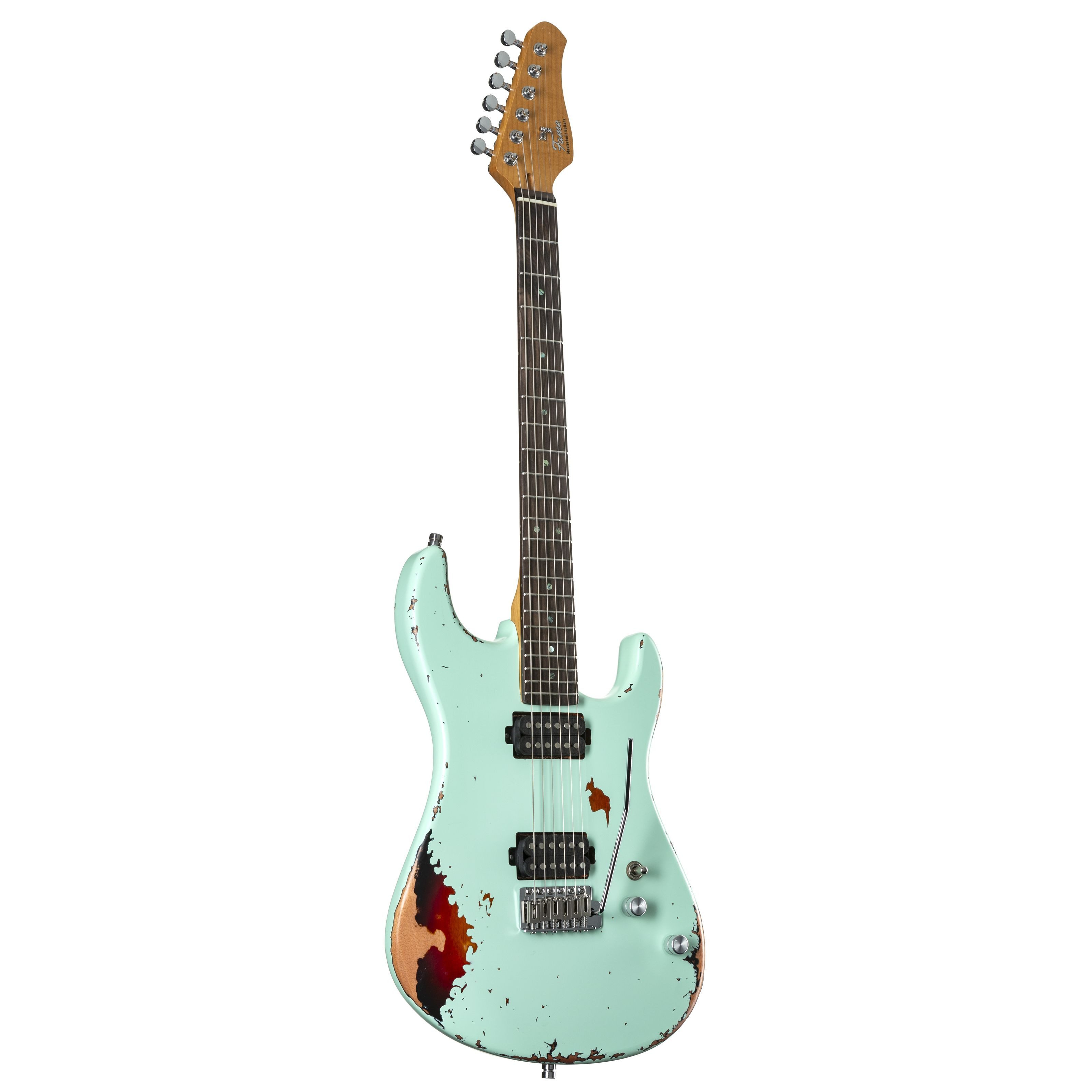 FAME E-Gitarre, Электрогитары, ST-Modelle, Custom ST RW Worn Mint over Sunburst - E-Gitarre