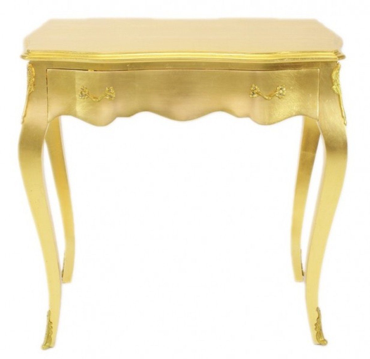 Casa Padrino Beistelltisch Barock Konsolen Tisch Gold mit Schublade 80 x 40 cm - Möbel Antik Stil
