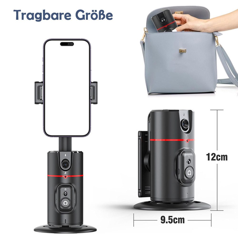 TUWENA Automatisches Gesichtserkennungs-Stativ, 360° Drehbare Handyhalterung Gimbal (Handykamera-Halterung, Gestensteuerung, Fernbedienung, für Vlog/TikTok)