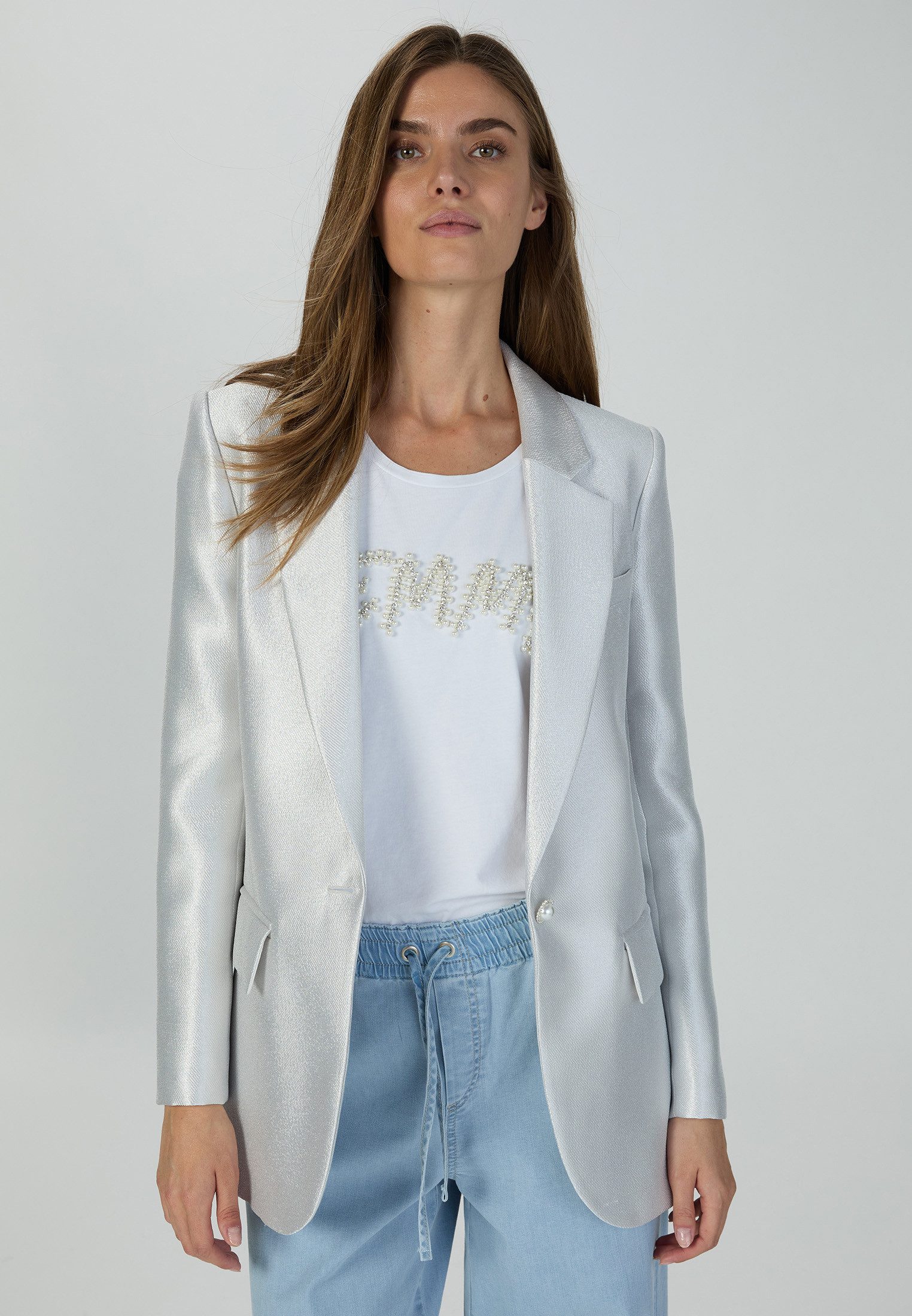MARC AUREL Longblazer Blazer silver grey günstig online kaufen