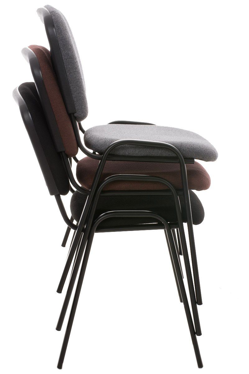 TPFLiving Besucherstuhl Keen mit - - - Warteraumstuhl (Besprechungsstuhl schwarz Stoff Konferenzstuhl Sitzfläche: St), - schwarz hochwertiger Messestuhl, Metall 4 Gestell: Polsterung