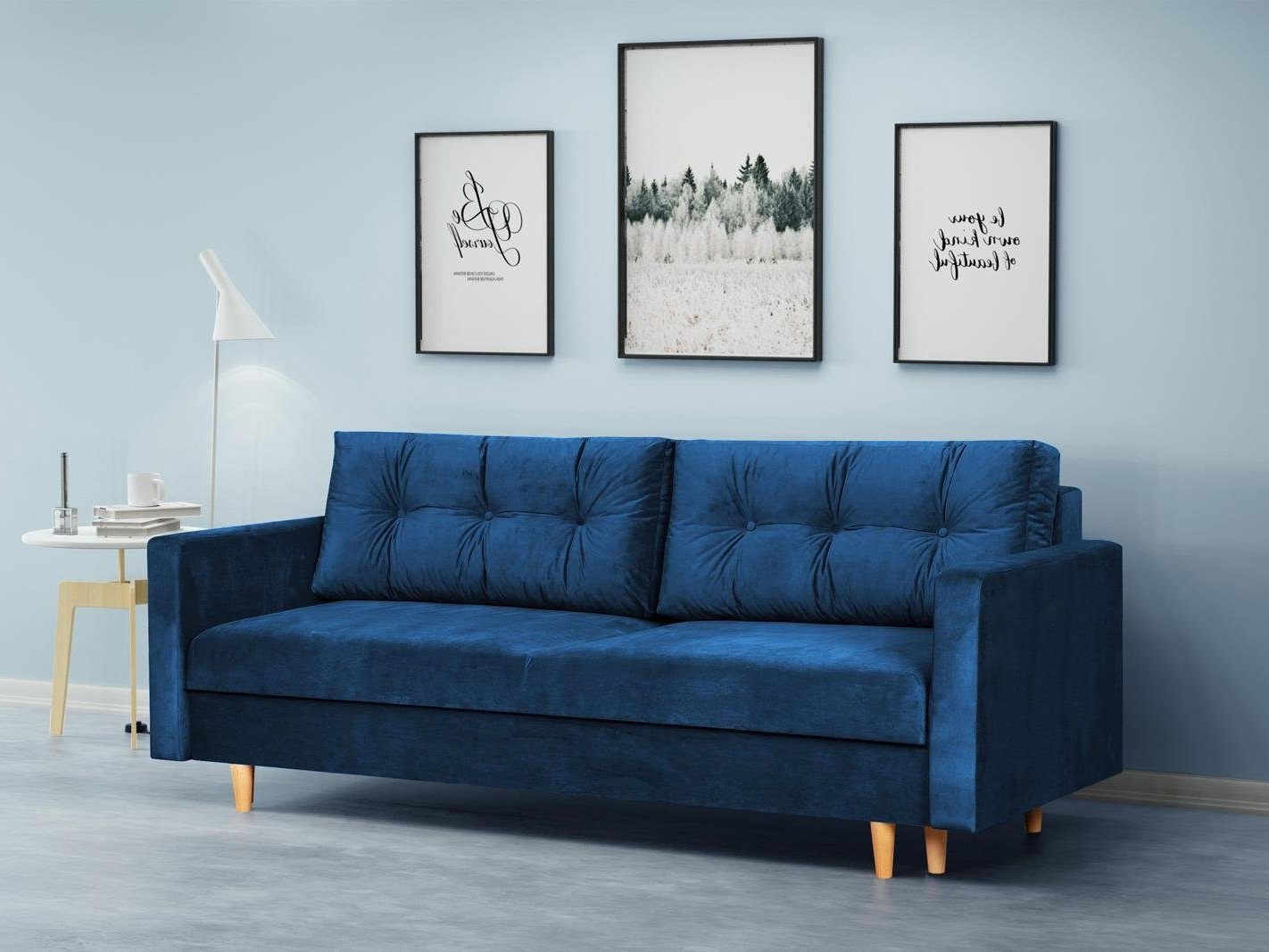 Beautysofa Schlafsofa Sigurd, mit Schlaffunktion und Bettkasten, Polstersofa aus Velours, Sofa im skandinavischen Stil