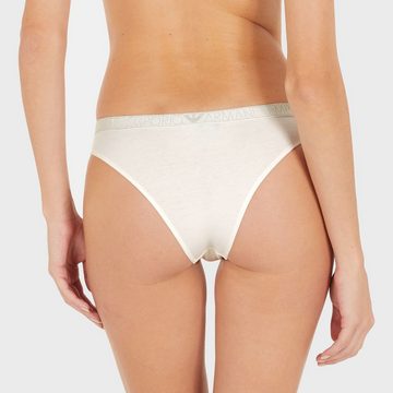 Emporio Armani Brasilslip Brazilian Brief Stretch Cotton (2-St., enthält 2 gleichfarbige, unifarbene Slips) mit umlaufenden Markenschriftzügen in metallischem Glanz