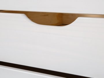 möbelando Funktionsbett Ulli I (B/H/T 205 x 63 x 98 cm), aus Massivholz in Weiss mit 3 Schubladen