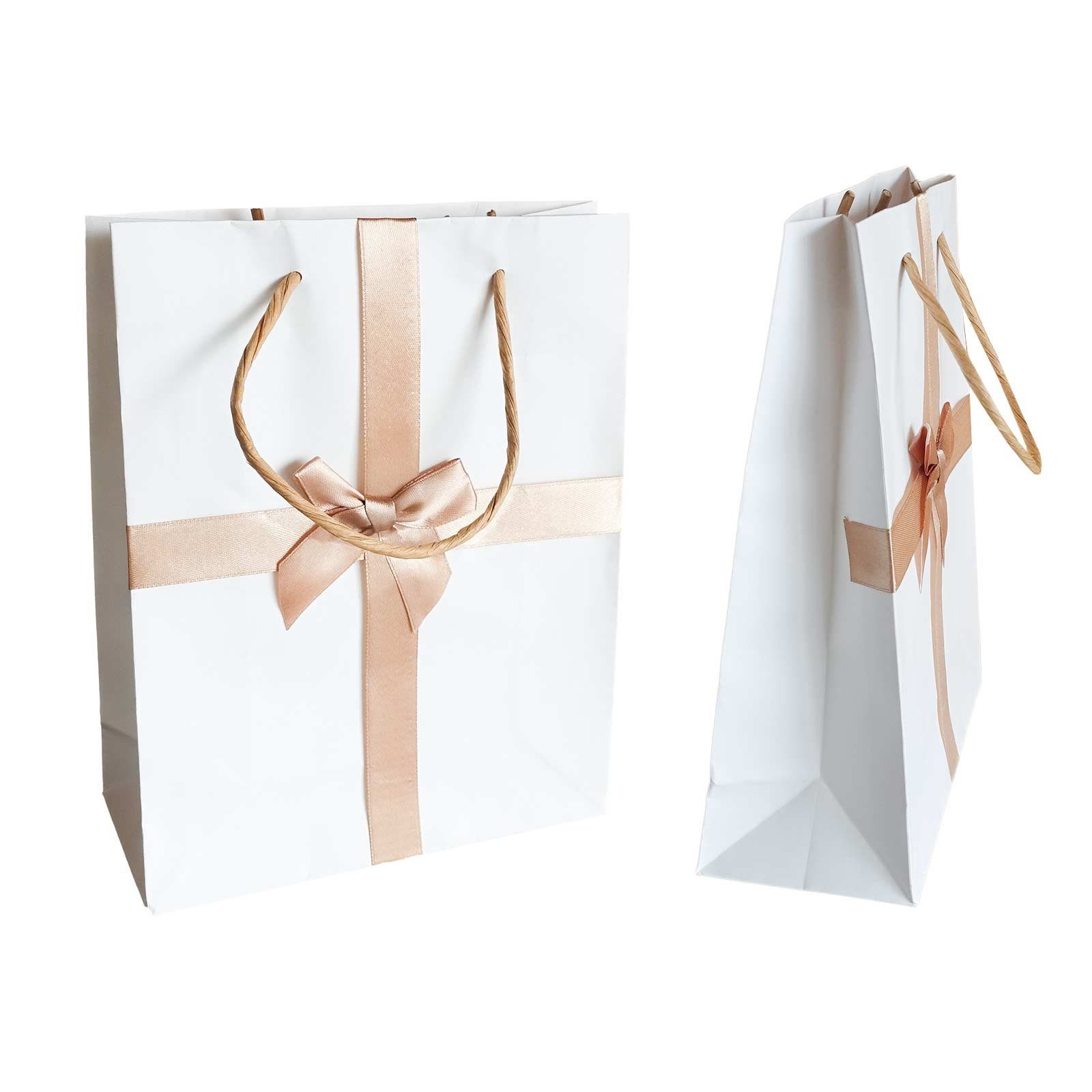 maDDma Geschenkpapier 3 18 x Geschenktasche, 23 Geschenktüten mit x cm 18 cm 23 Satinschleife weiß