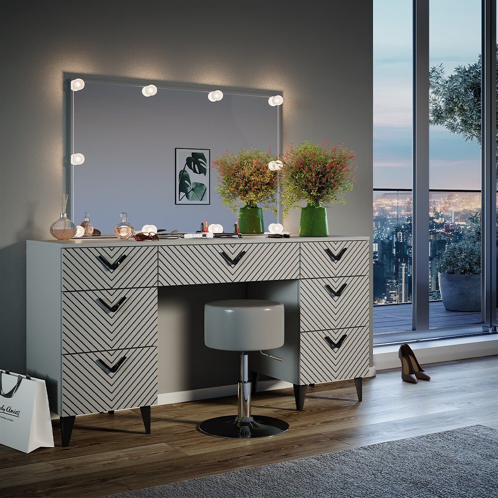 Vicco Schminktisch Anett, Grau, 150 cm günstig online kaufen