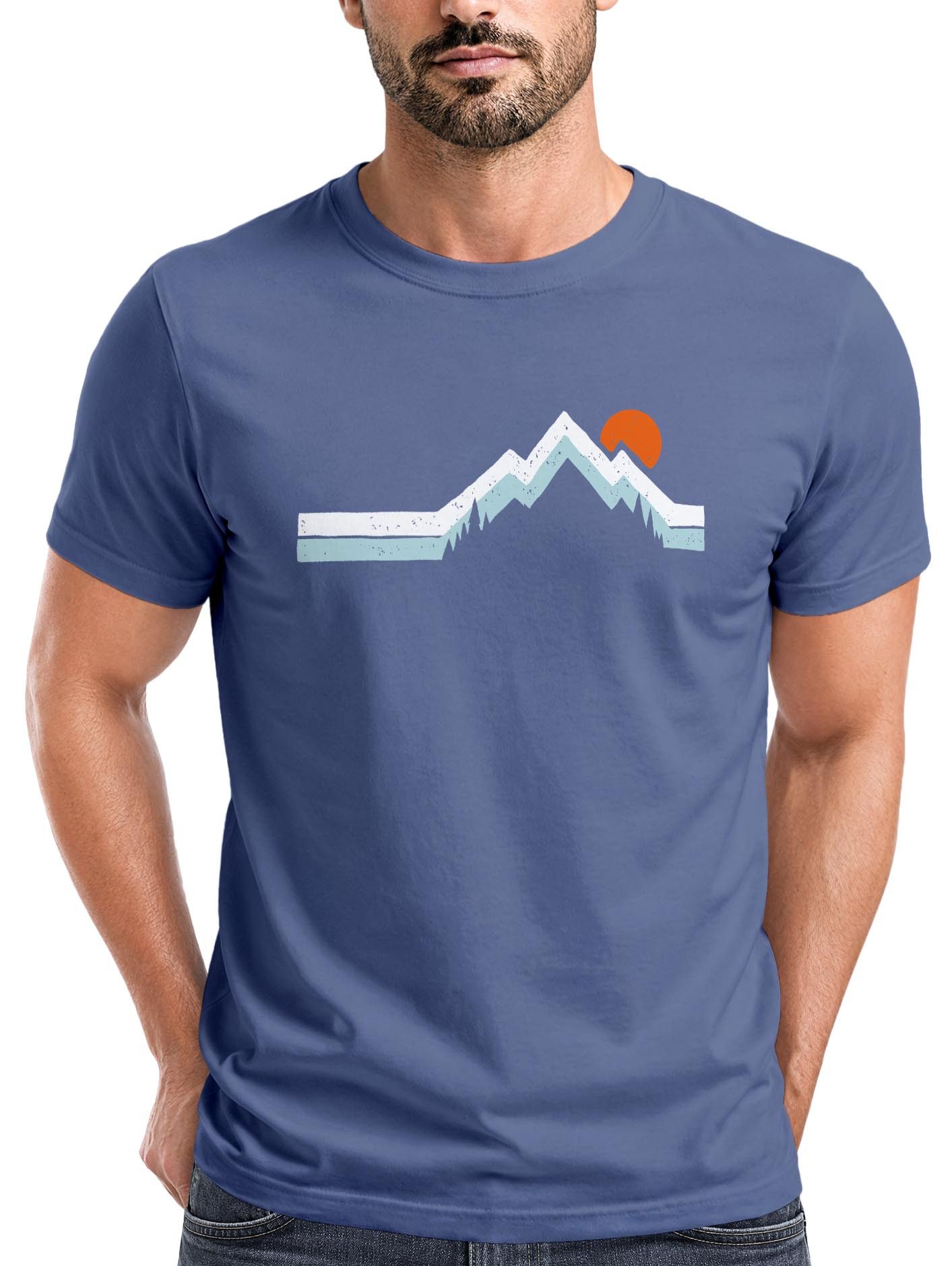 Neverless Print-Shirt Herren T-Shirt Berg Wandern Natur Outdoor Printshirt mit Aufdruck mit Print