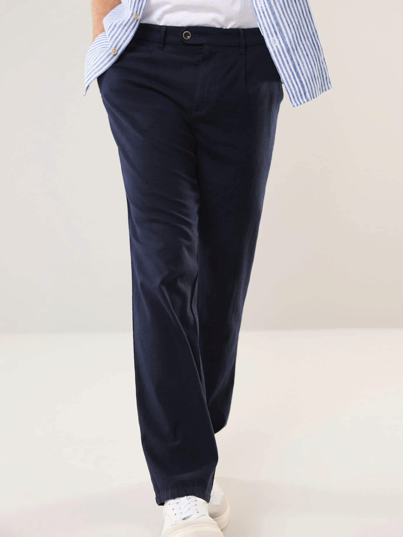 Walbusch Chinohose Herren Premium Leinen-Chino bequemer Tapered Fit pflegeleicht Mit Ceramica-Faser, Flex-Bund, Hemdenstopper, atmungsaktive Sommerhose