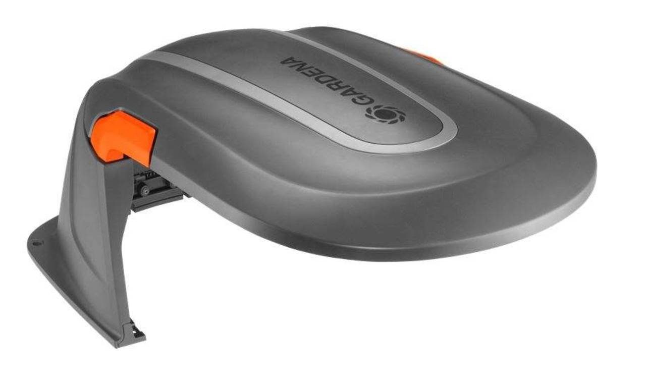 GARDENA Mähroboter-Garage 15020-20, (Einzeln, inkl. Befestigungsmaterial), Kabelschacht, Hochklappbarer Deckel schwarz