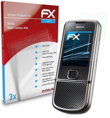 atFoliX Schutzfolie Displayschutz für Nokia 8800 Carbon Arte, (3 Folien), Ultraklar und hartbeschichtet