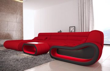 Sofa Dreams Wohnlandschaft Stoffsofa Couch Polstersofa Concept U Form Stoff Sofa, mit LED, Designersofa mit ergonomischer Rückenlehne