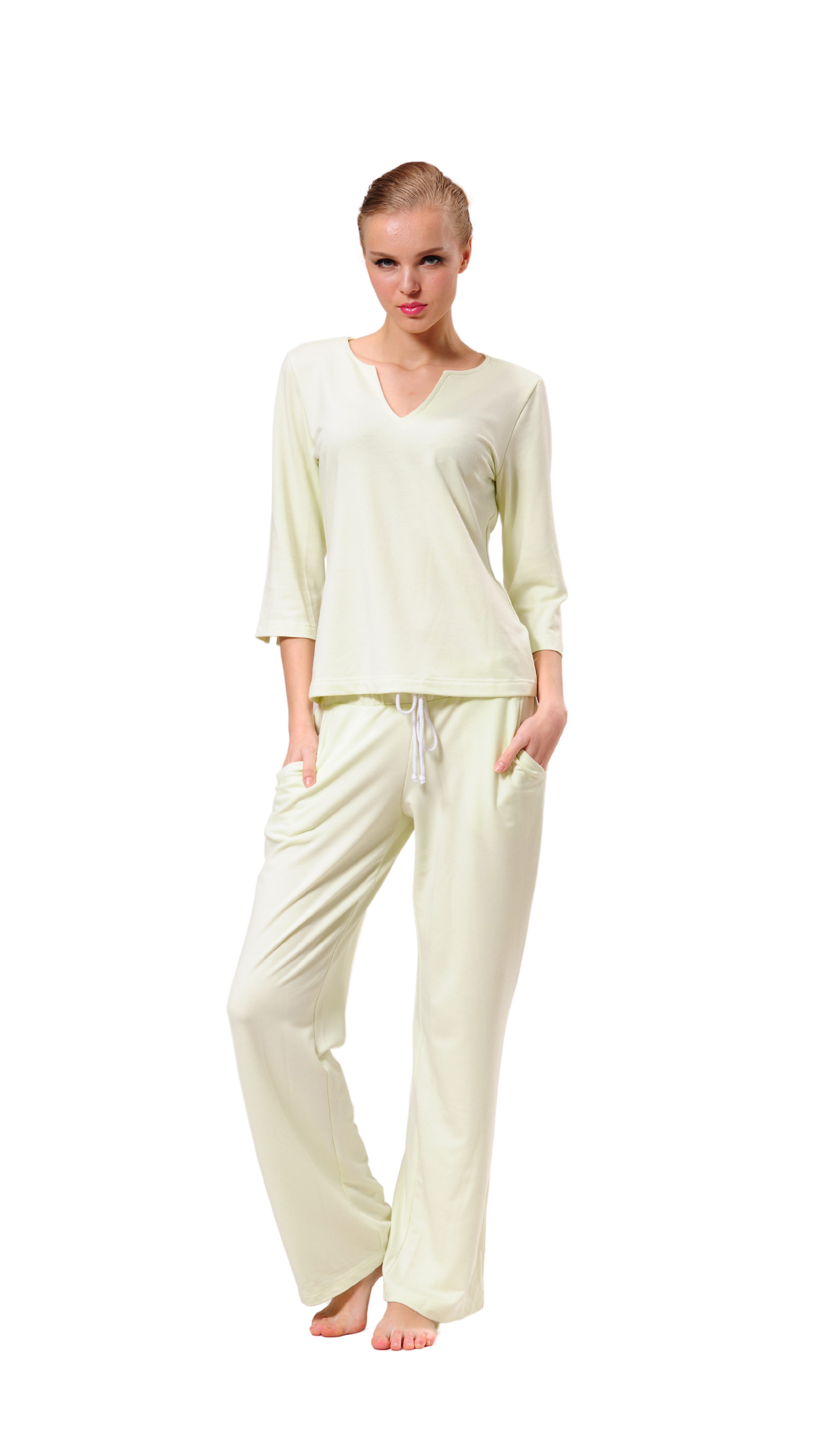 M-Diamant Hausanzug Komfortabler und Stilvoller Damen-Hausanzug in Modernem Design (Oberteil +Hose) Praktische Seitentaschen