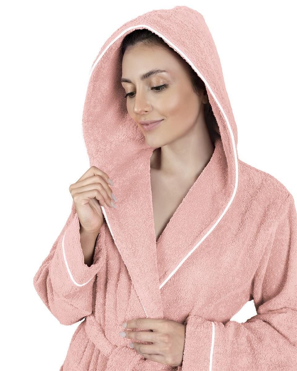 Laynenburg Damenbademantel Bademantel Damen Frottee Kapuze Baumwolle, Baumwolle, Gürtel, Frottee Kapuze Lang Baumwolle S-3XL