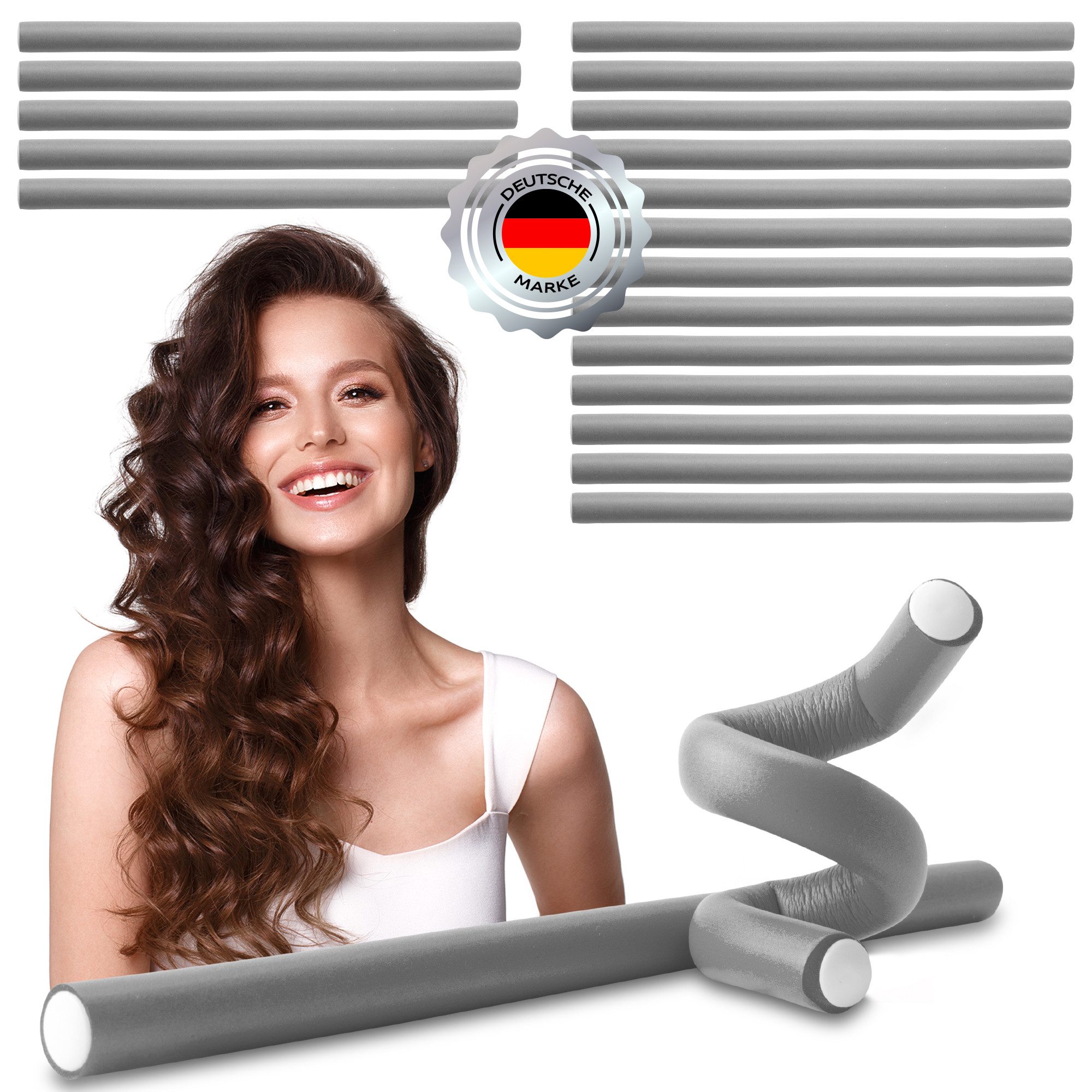 ECENCE Papilotten PAPILOTTEN Lockenwickler 20x Grau Locken, 20 tlg.