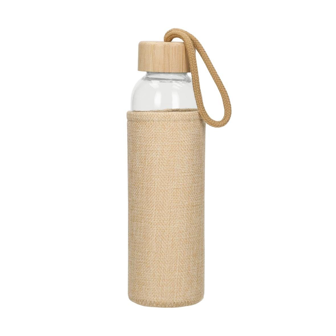 elasto Trinkflasche 500 ml Glasflasche "Natural" Wasserflasche mit softer Hülle, Sportflasche, Für Unterwegs, Bottle, Schule und Arbeit, Hülle