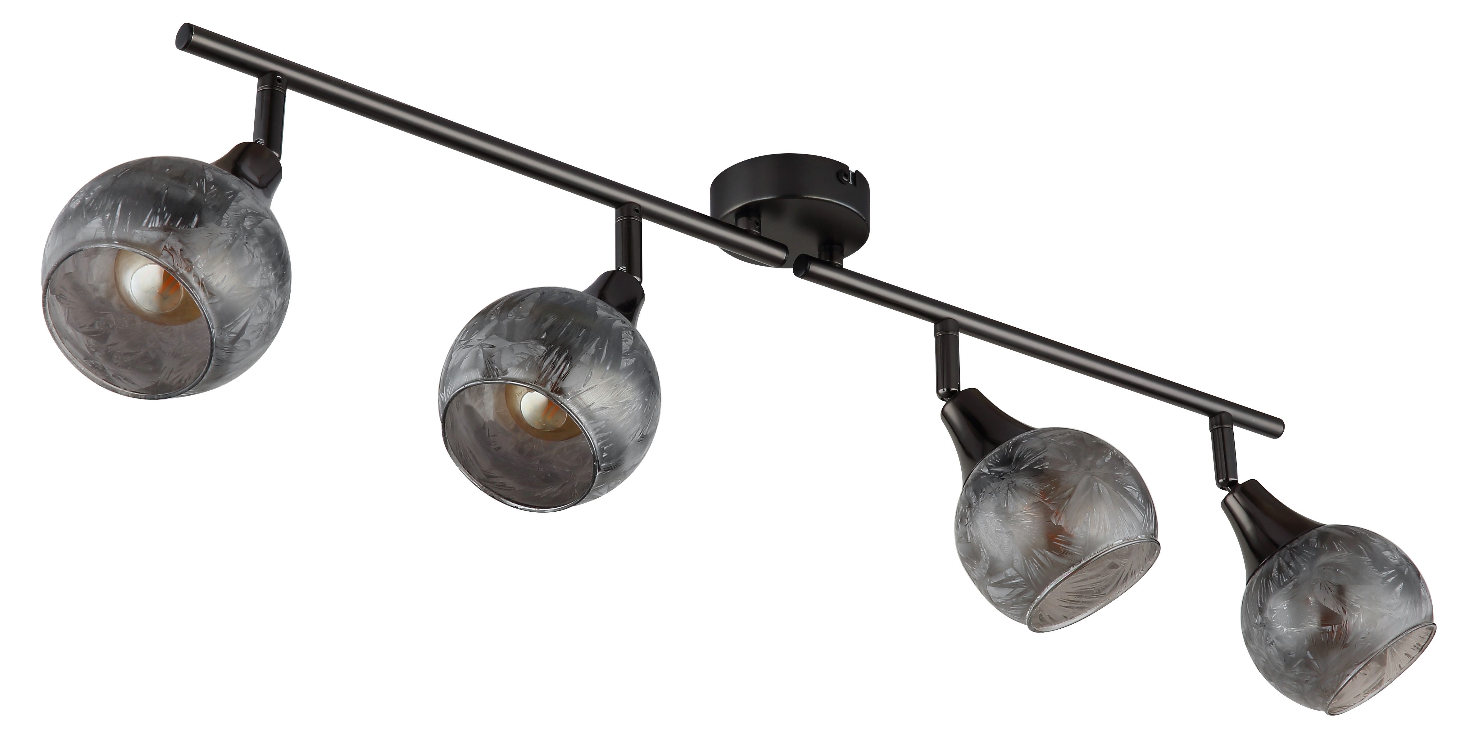GLOBO LIGHTING Deckenspot FROSTA, Leuchtmittel wechselbar, Schwarz-chrome Strahler mit geeistem Glas, dreh-/schwenkbar