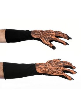 Zagone Studios Kostüm Kürbiskönig Klauen, Handschuhe mit Latexapplikationen für Aliens und Jack o'Lantern