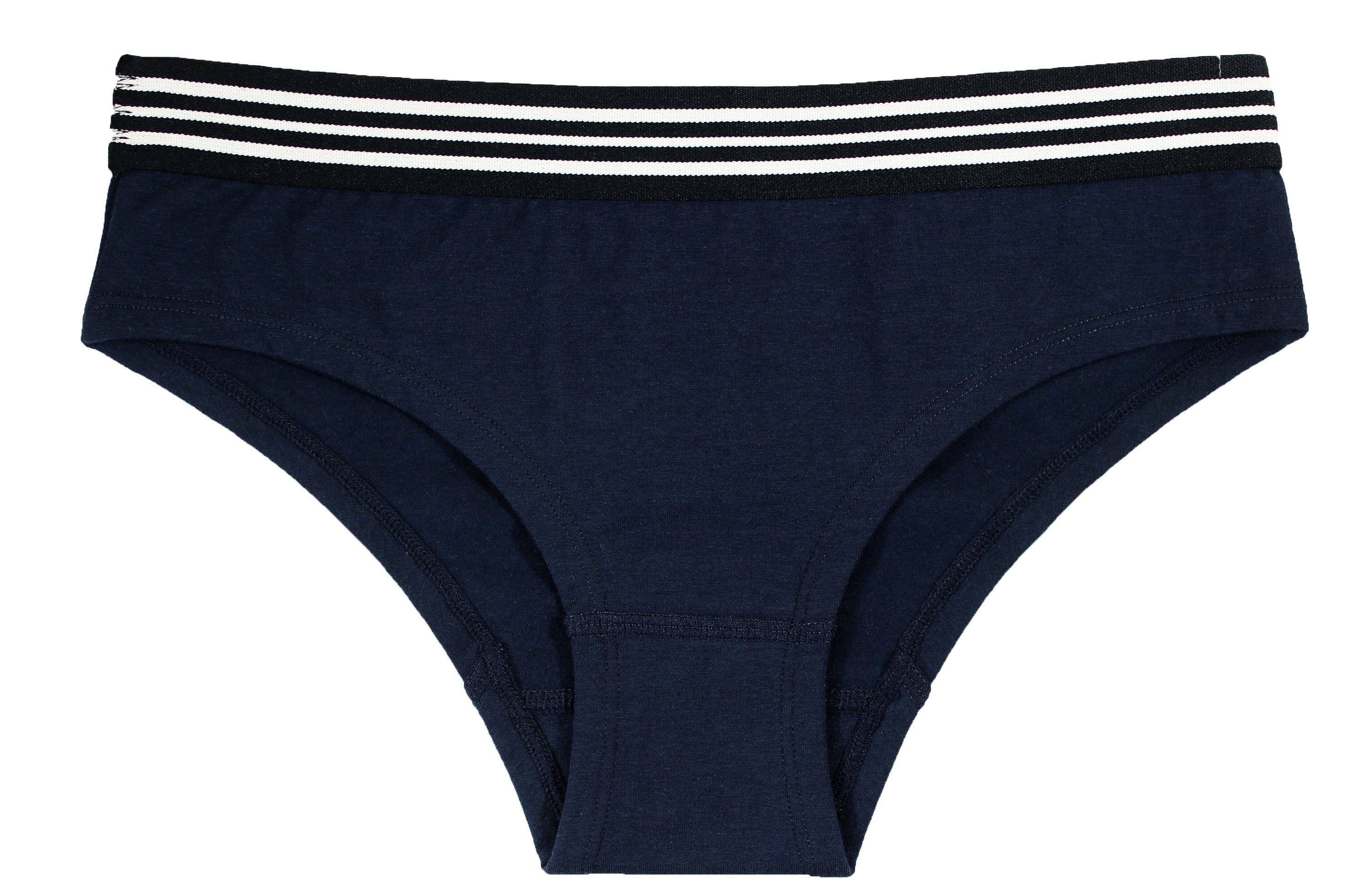 Fabio Farini Slip Damen Unterhosen - Frauen Panty-Slips aus Baumwolle (Packung, 4-St) im sportlichen Bikini-Style mit gestreiften Bund