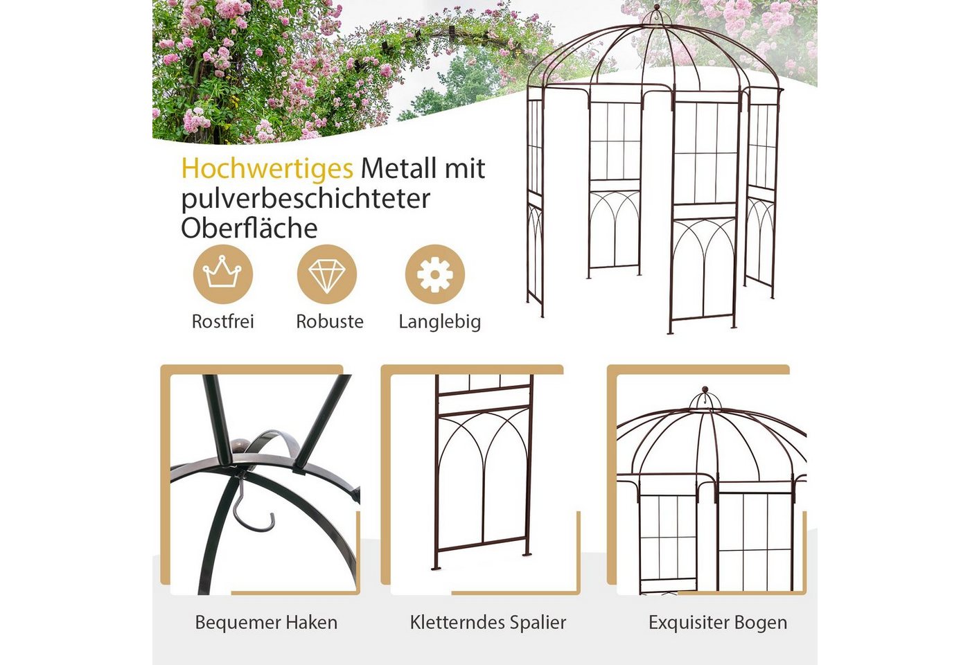 Thumbnail - COSTWAY Rosenbogen Torbogen, 256cm, aus Metall