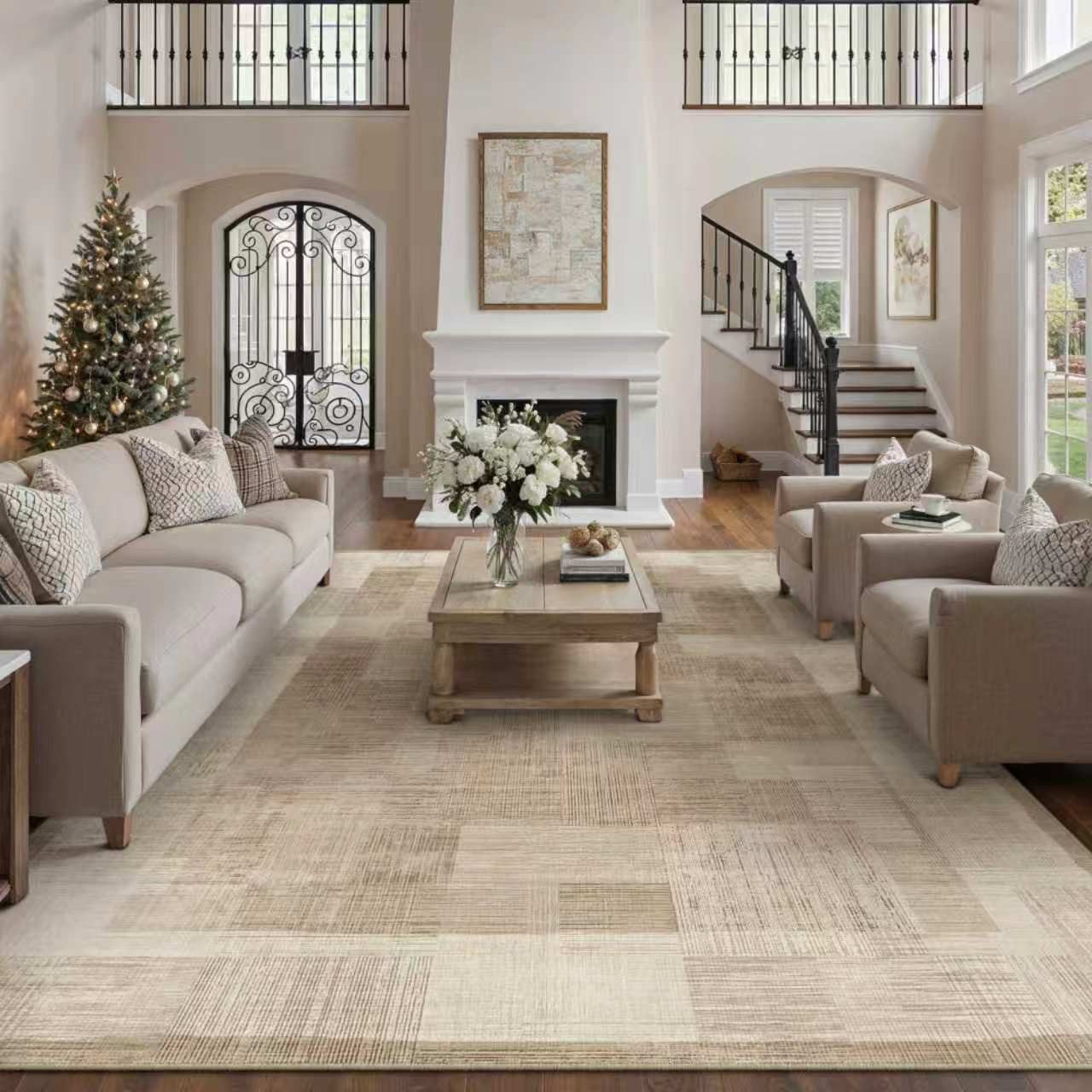 PURECOZY Teppich Kurzflor, Moderner Braun Teppich für Eingangsbereich Küche Büro, rechteckig, Höhe: 6.1 mm, Rutschfest, waschbar und pflegeleicht