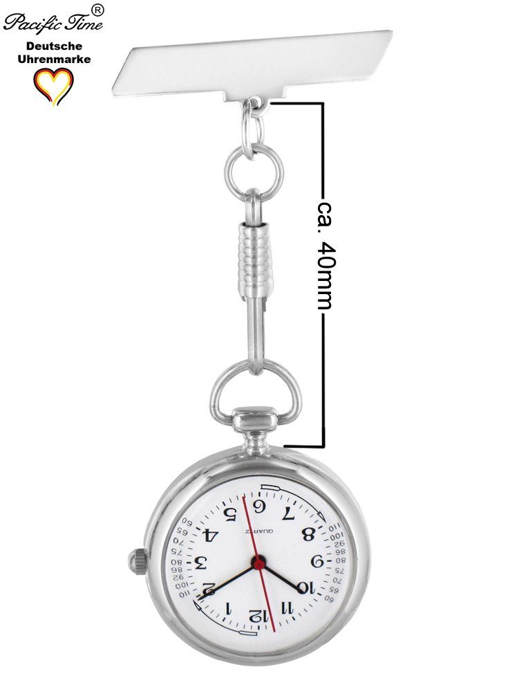 Pacific Time Krankenpflegeuhr Damen Schwesternuhr mit Anstecknadel, Gratis Versand