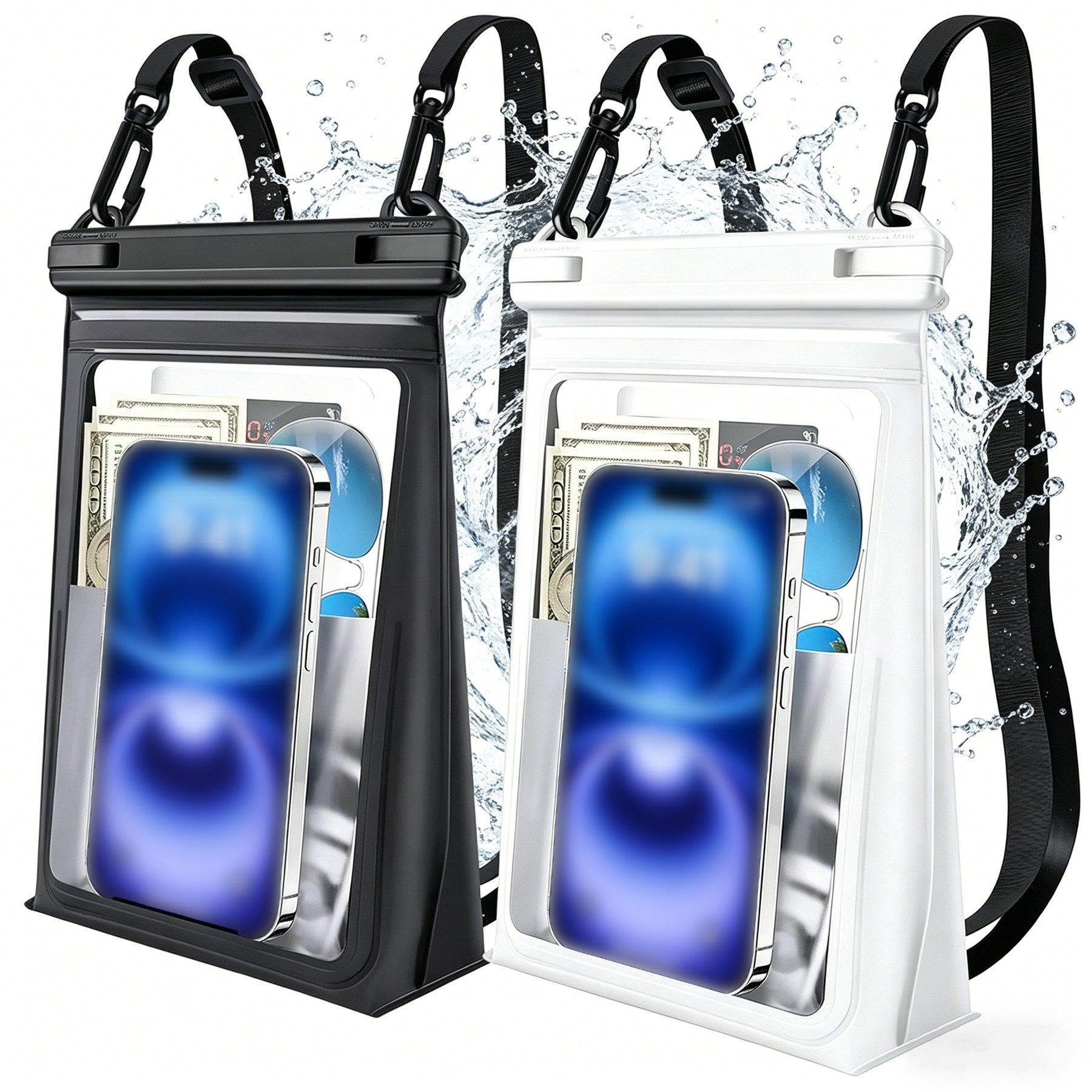 Mutig Handyhülle Wasserdicht Handyhülle, Große Kapazität, IPX8 Unterwasser Handyhülle kompatibel mit iPhone 14/13/12/11 Max & Samsung Smartphones bis 7 Zoll, Wasserfest Hülle,Handytasche,Waterproof Phone Case,für Reisen, Strand