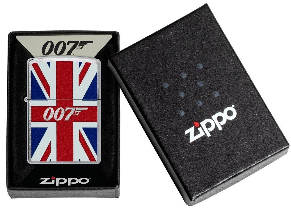 Zippo Feuerzeug ZIPPO James Bond 007 UK Flag Neuheit Herbst 2025, Zippo das Original mit dem " Klick"