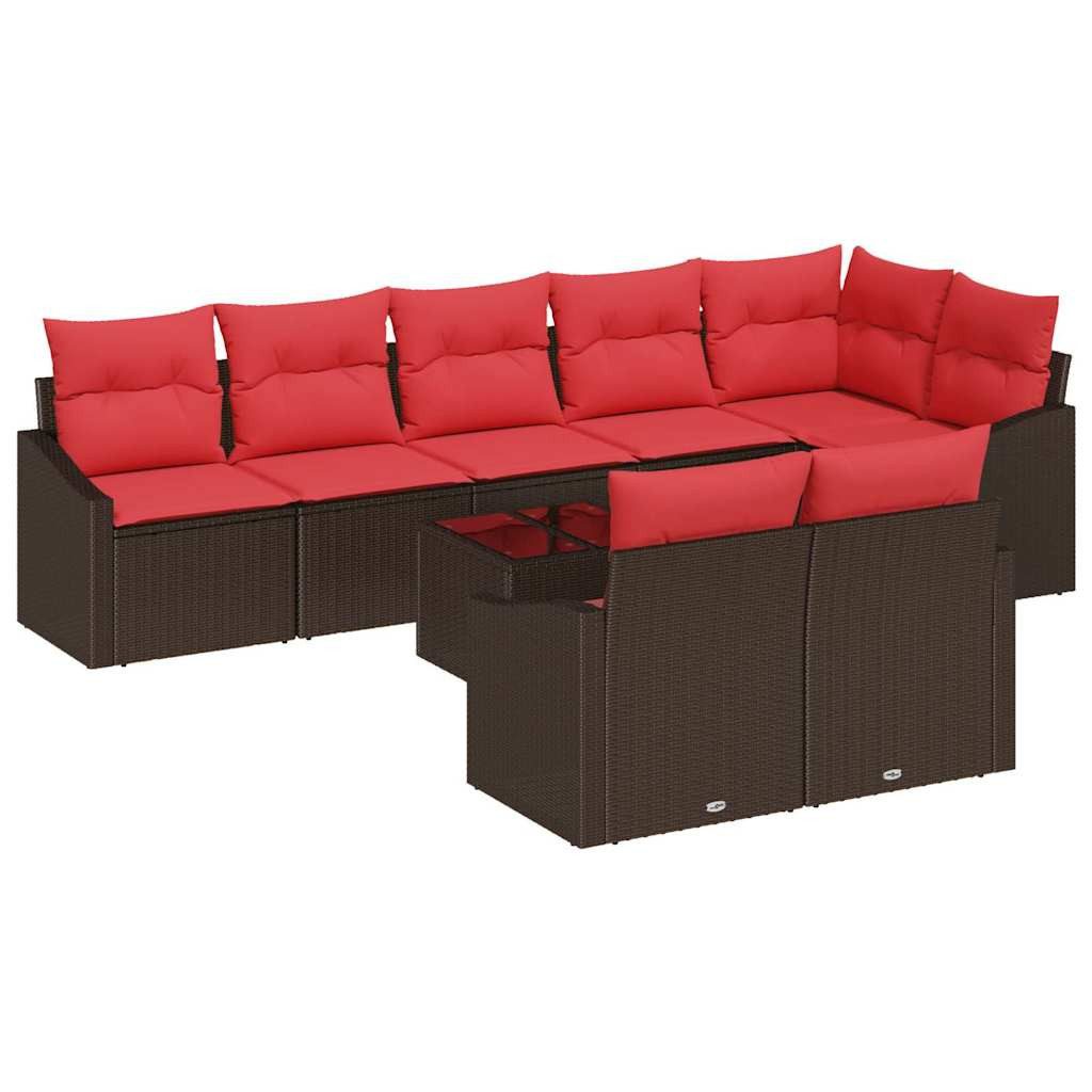 vidaXL Gartenlounge-Set Sofa Set 9 Stk. Braun [Synthetisch]: Poly Rattan, (9-tlg)