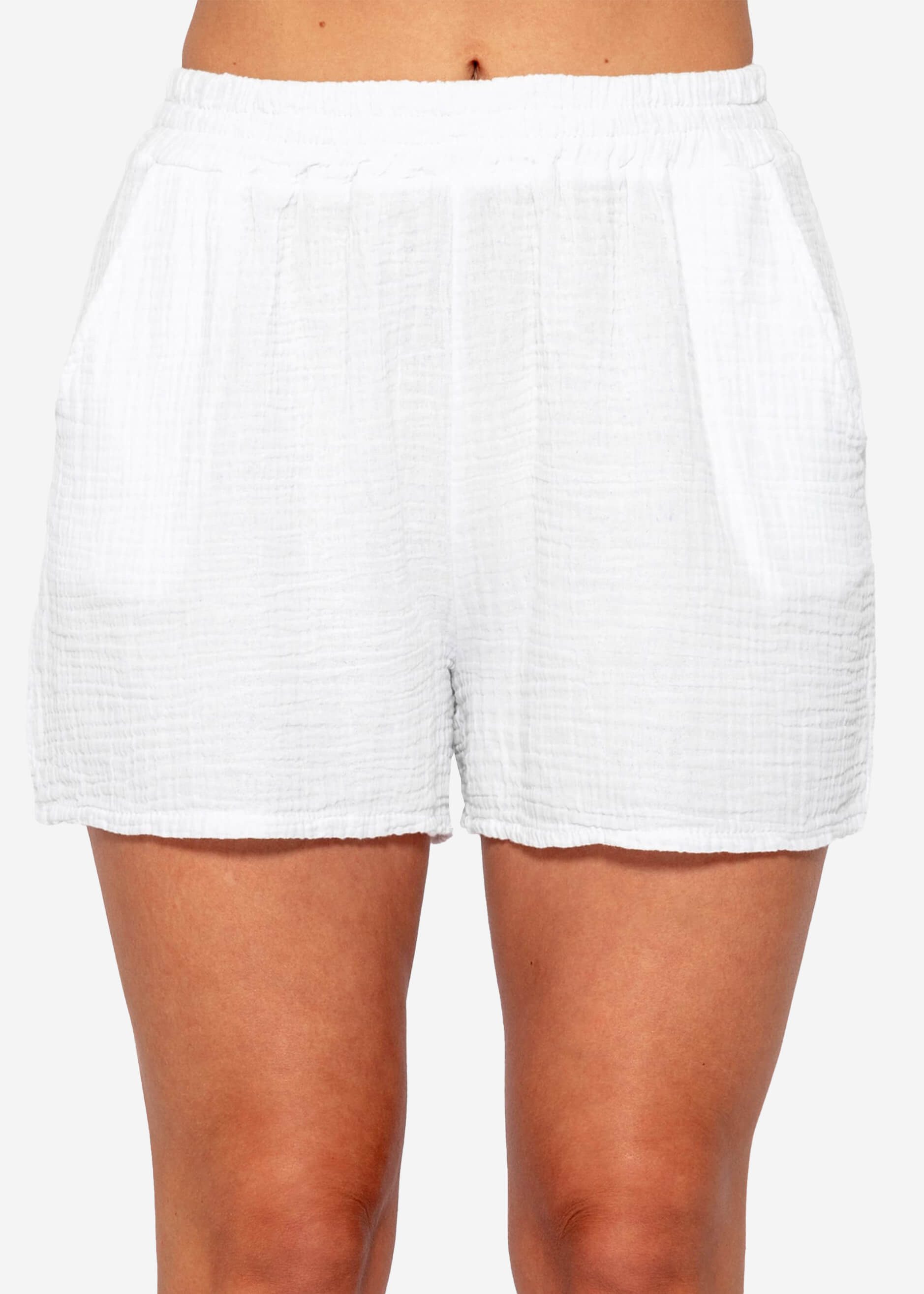 SASSYCLASSY Shorts High-Waist Musselin Shorts Damen aus Baumwolle Musselinh günstig online kaufen