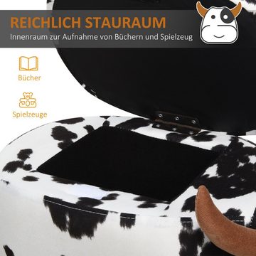 HOMCOM Sitzbank Polsterhocker (Set, 1-St., Sitzhocker), Tierhocker Dekohocker mit Stauraum Milchkuh Sitzhocker Schwarz+Weiß