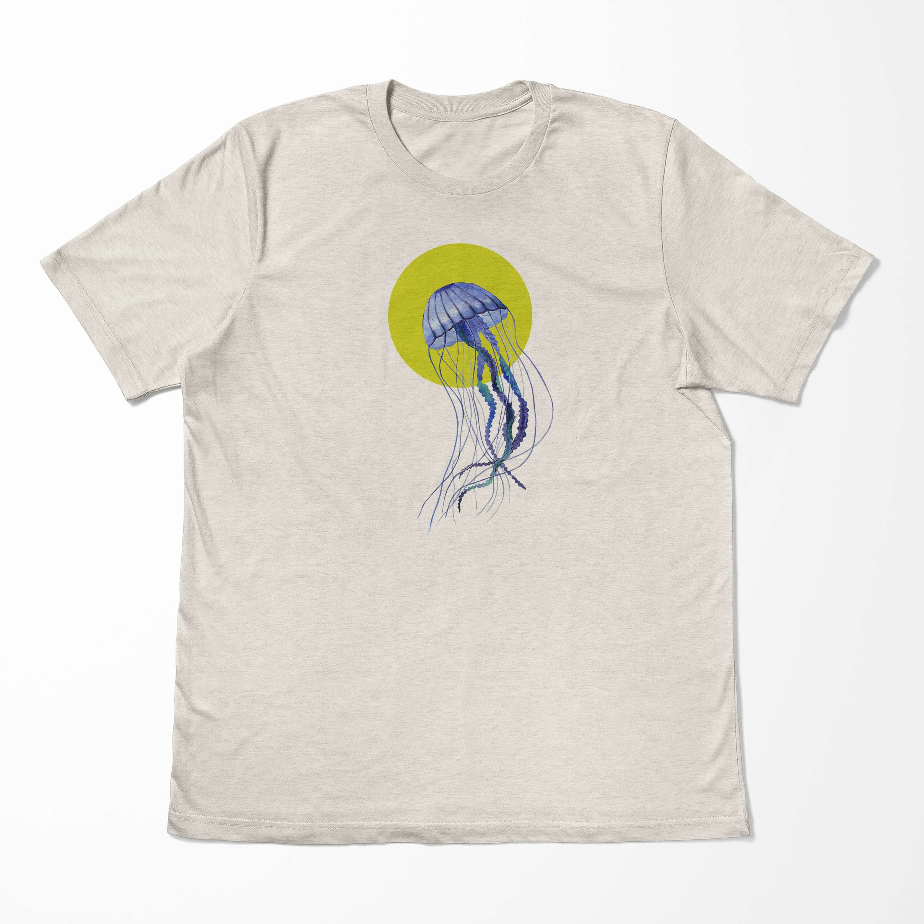 Nachhaltig T-Shirt T-Shirt aus Art Sinus Motiv 100% Herren (1-tlg) Wasserfarben gekämmte Qualle Shirt e Bio-Baumwolle Ökomode